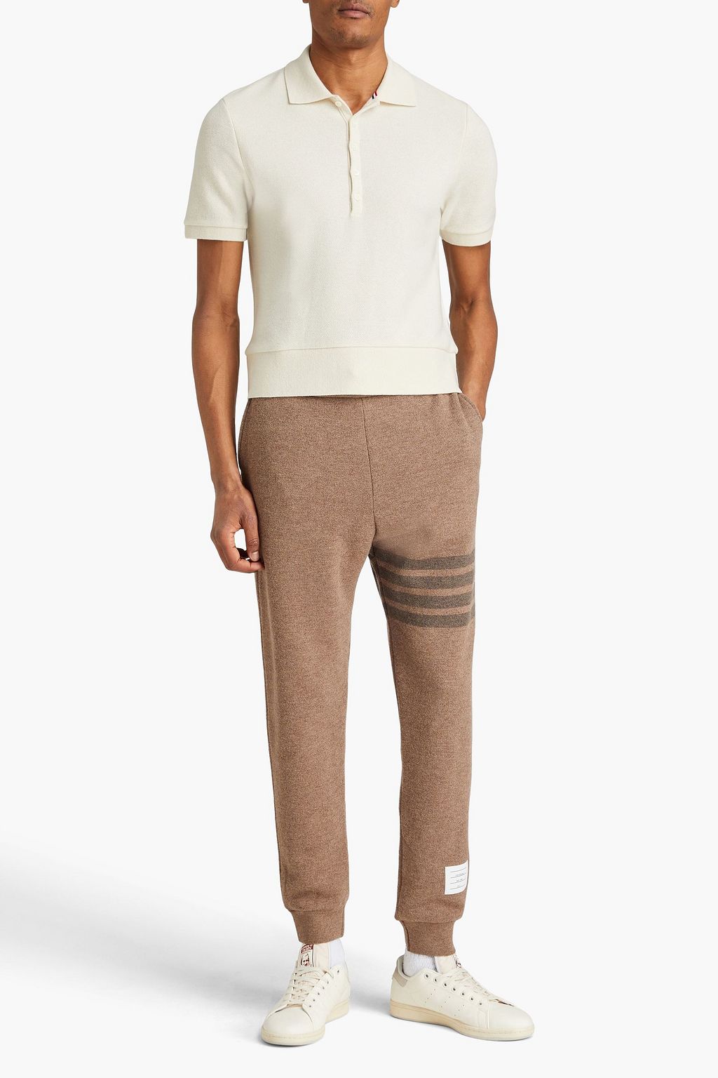 THOM BROWNE Cashmere-piqué polo shirt