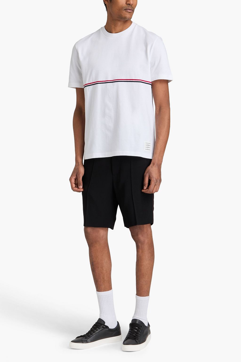 THOM BROWNE Striped cotton-jersey T-shirt