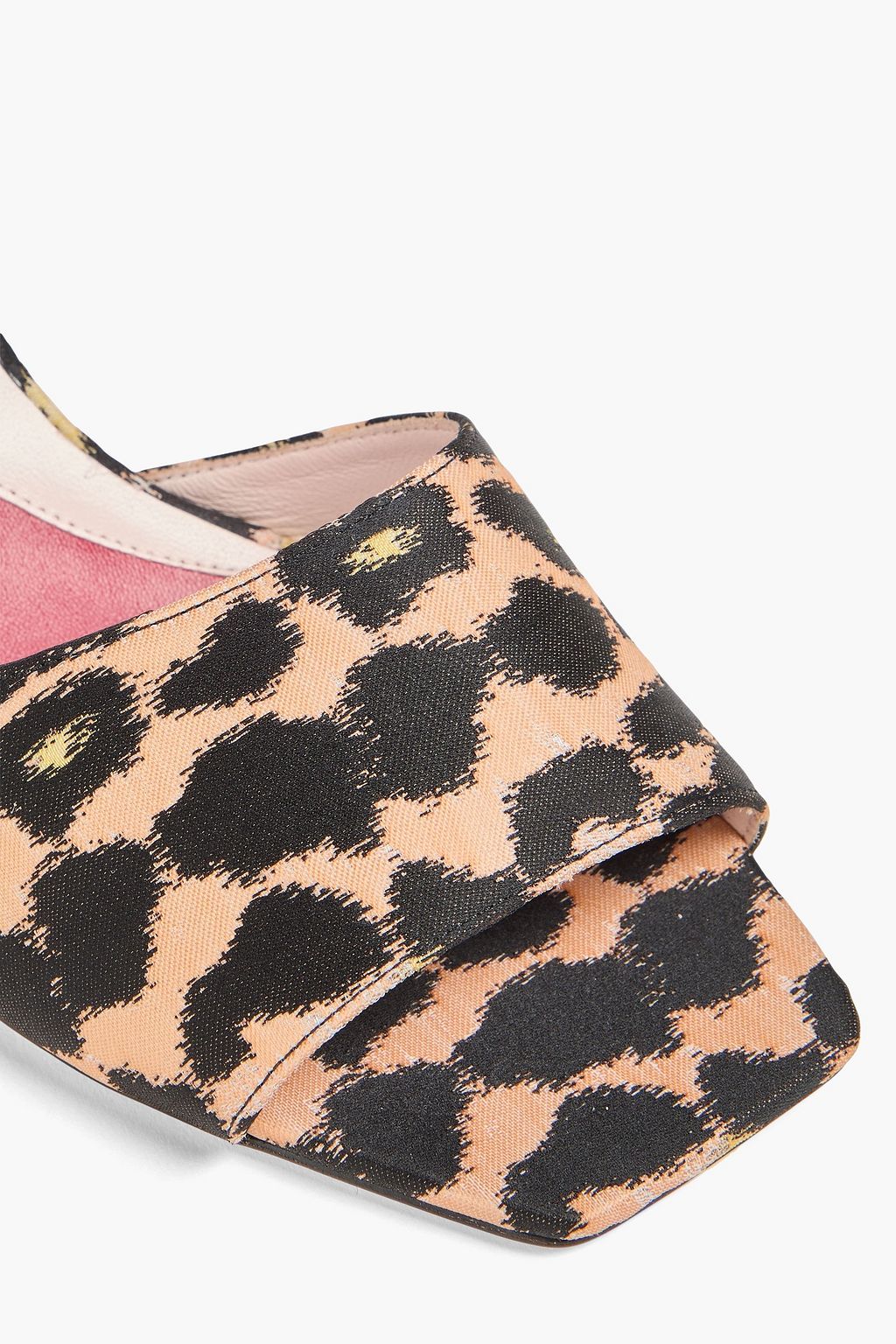 ROGER VIVIER Embellished leopard-print twill mules