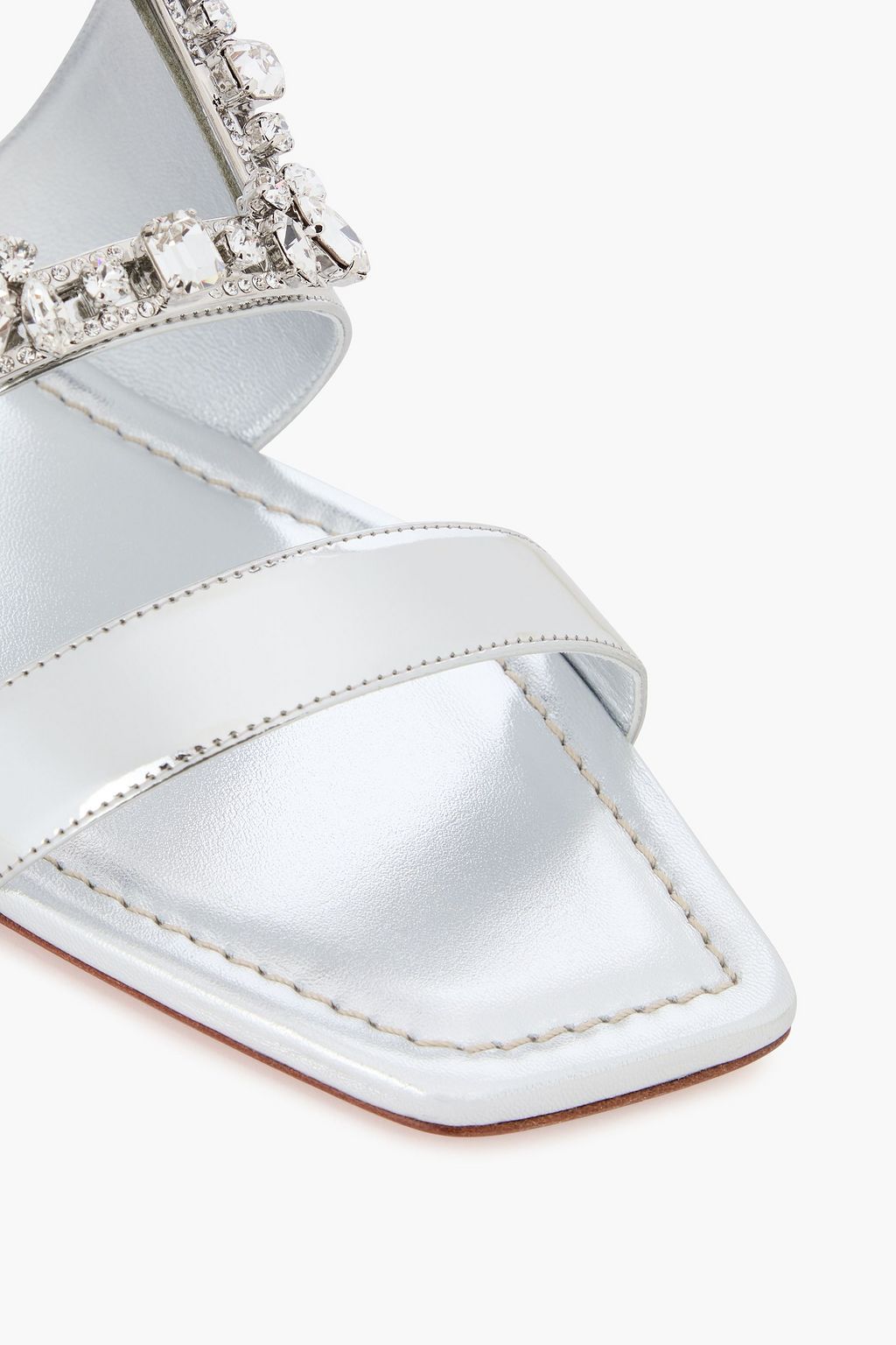 ROGER VIVIER صندل من الجلد العاكس مزين بالكريستال