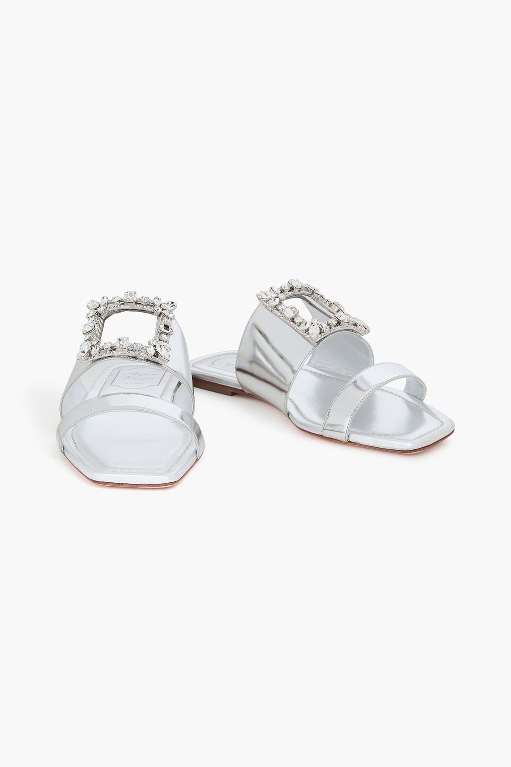 ROGER VIVIER صندل من الجلد العاكس مزين بالكريستال