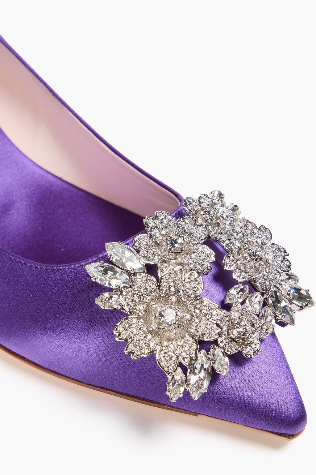 ROGER VIVIER حذاء بكعب عالٍ من الساتان مزينة بالكريستال