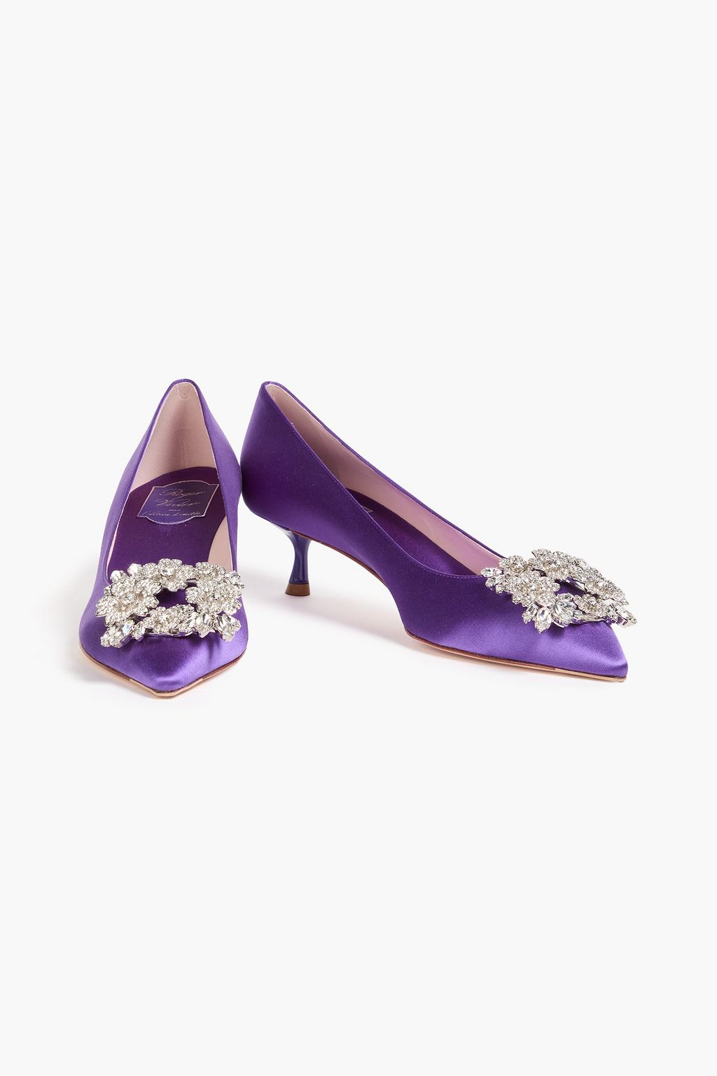ROGER VIVIER حذاء بكعب عالٍ من الساتان مزينة بالكريستال