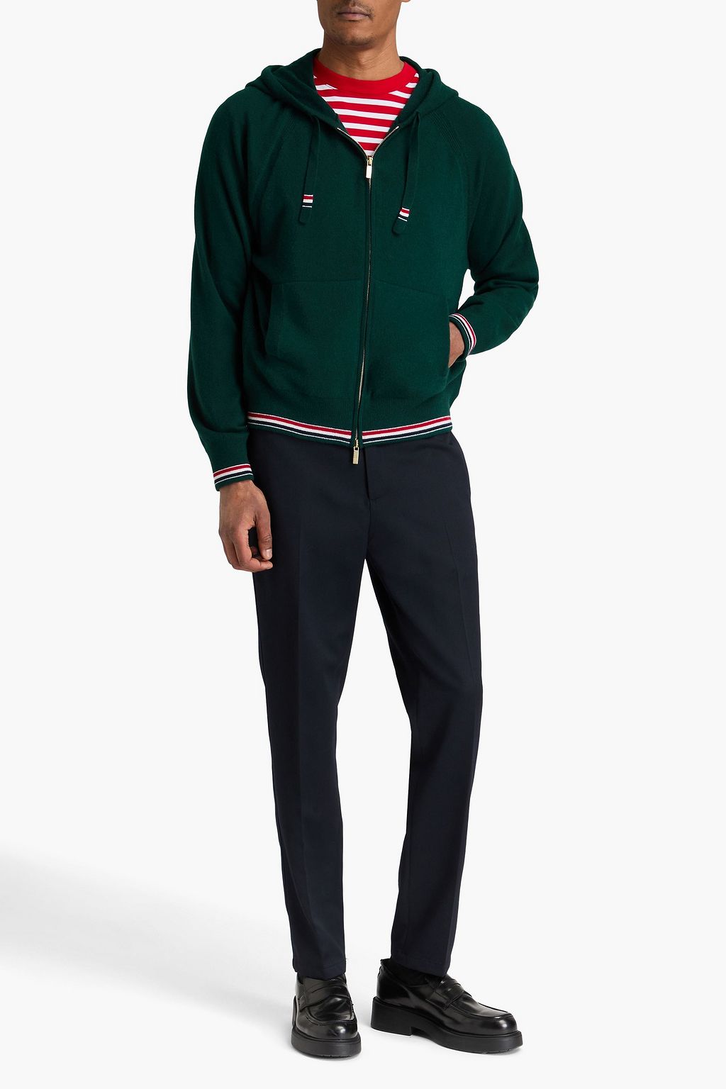 THOM BROWNE Cashmere zip-up hoodie