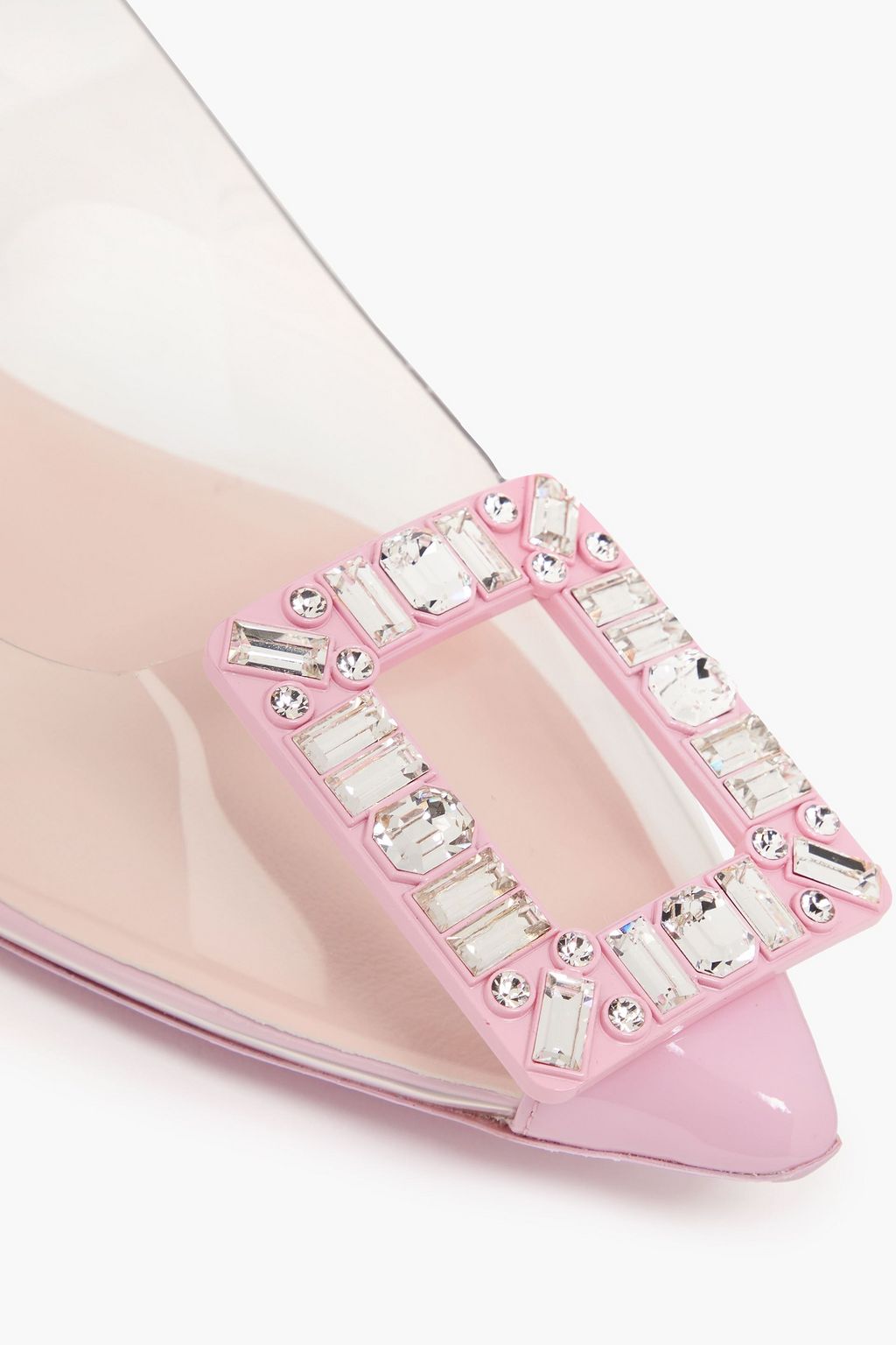 ROGER VIVIER TPU スリングバック ポインテッドトゥ フラットシューズ クリスタル付き