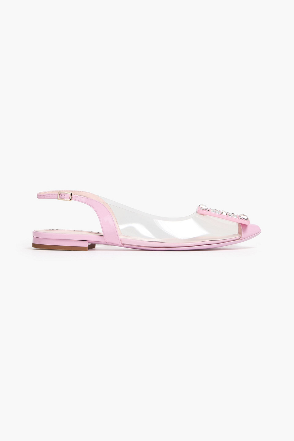 Roger Vivier - Crystal-embellished TPU slingback point-toe flats - Pink - EU 37.5