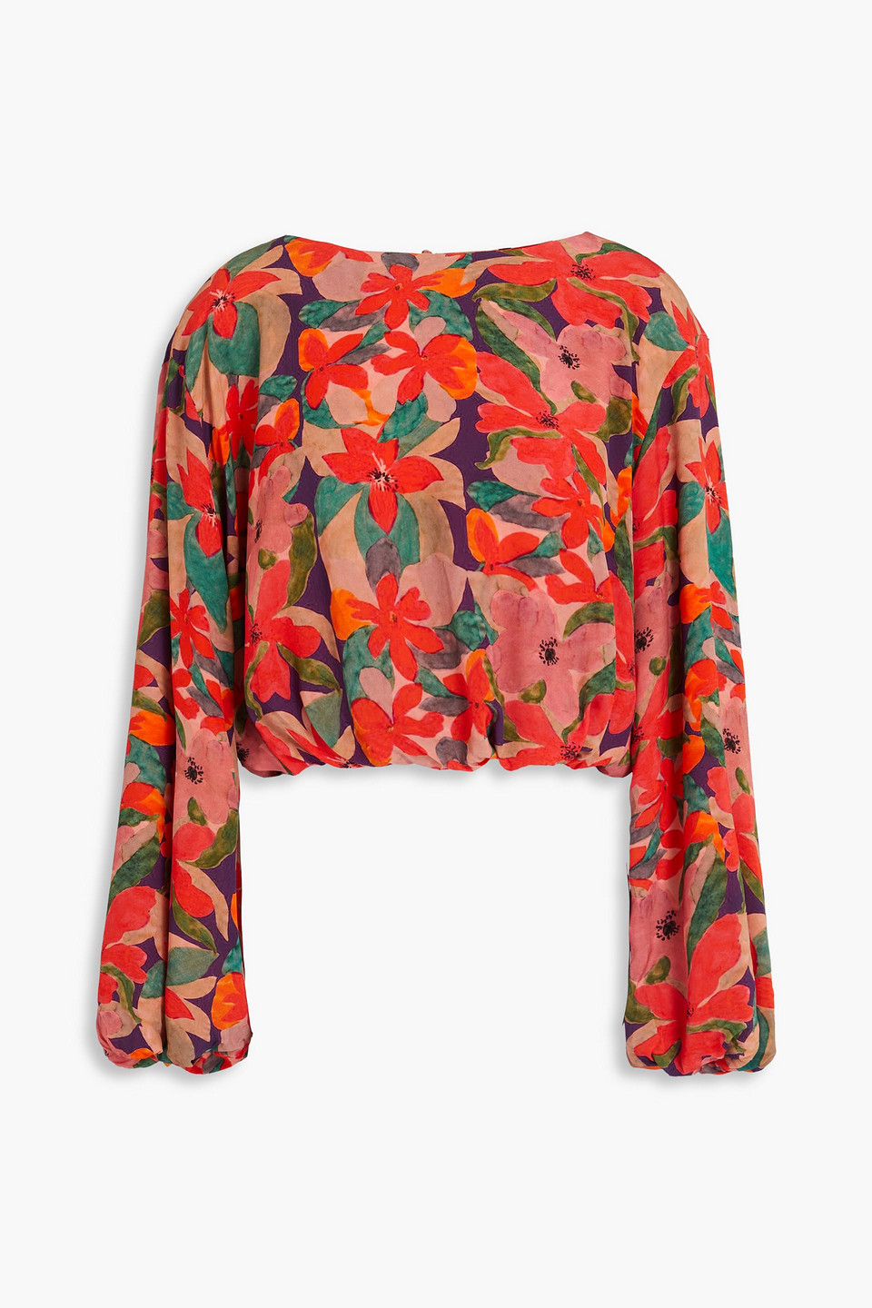 Solid & Striped - Cropped floral-print crepe de chine top - Multicolor - XL