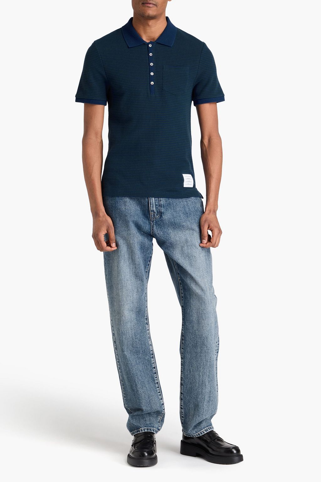 THOM BROWNE Cotton-piqué polo shirt
