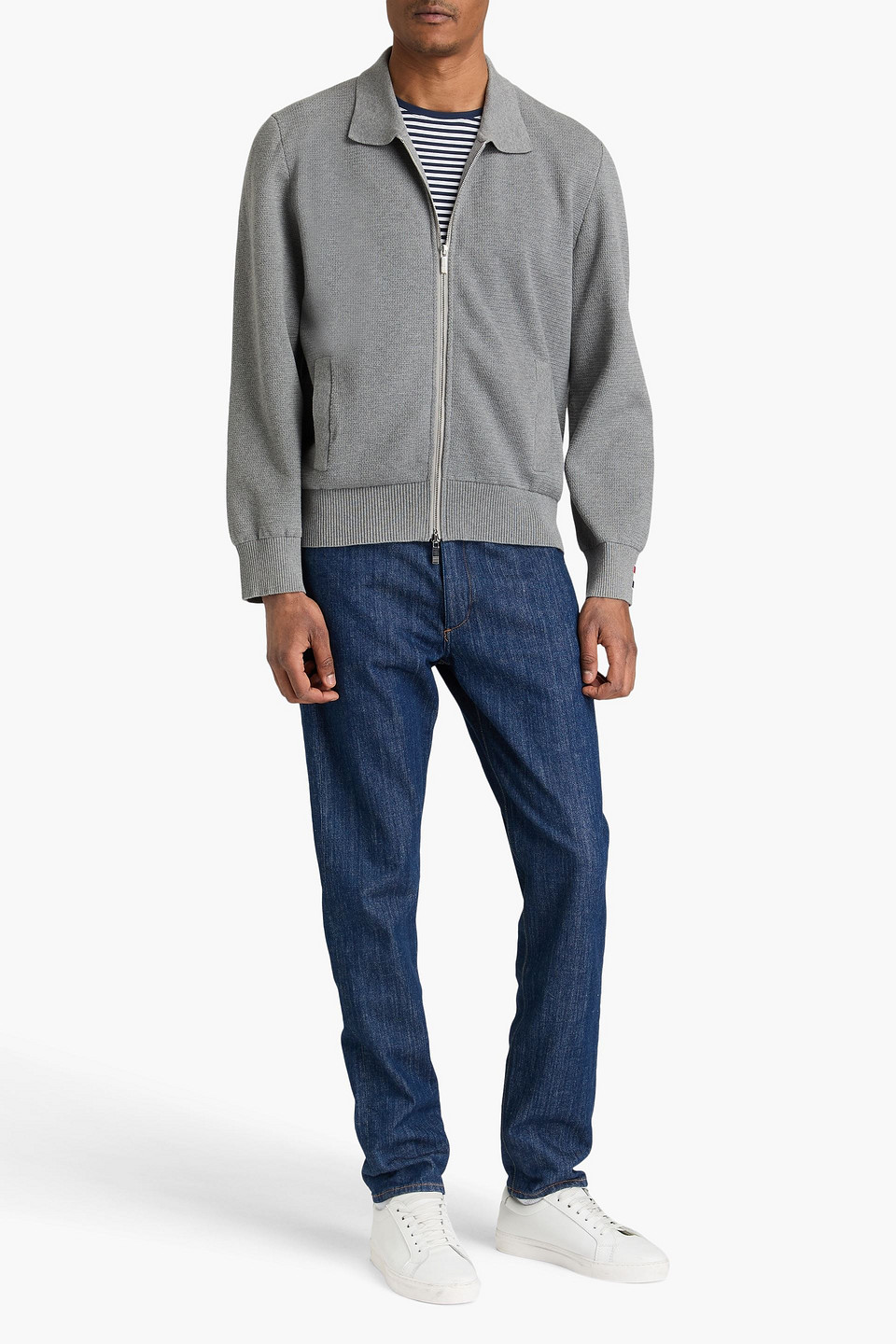 Thom Browne Jacquard-knit Cotton Jacket In Gray