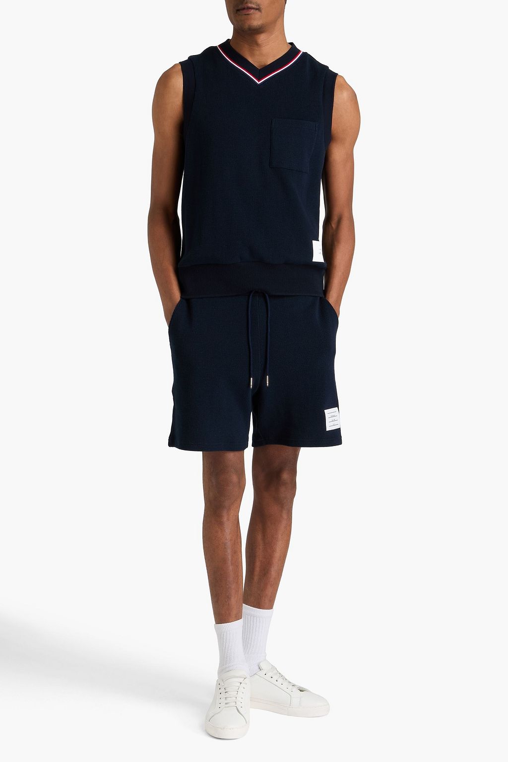 THOM BROWNE Ribbed cotton vest