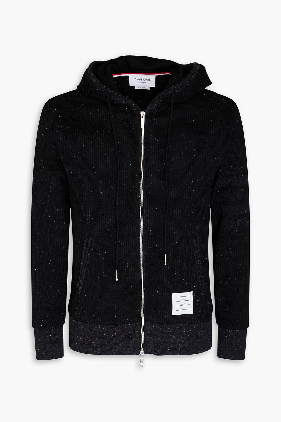 Thom Browne Donegal Cotton And Silk-blend Zip-up Hoodie In Black