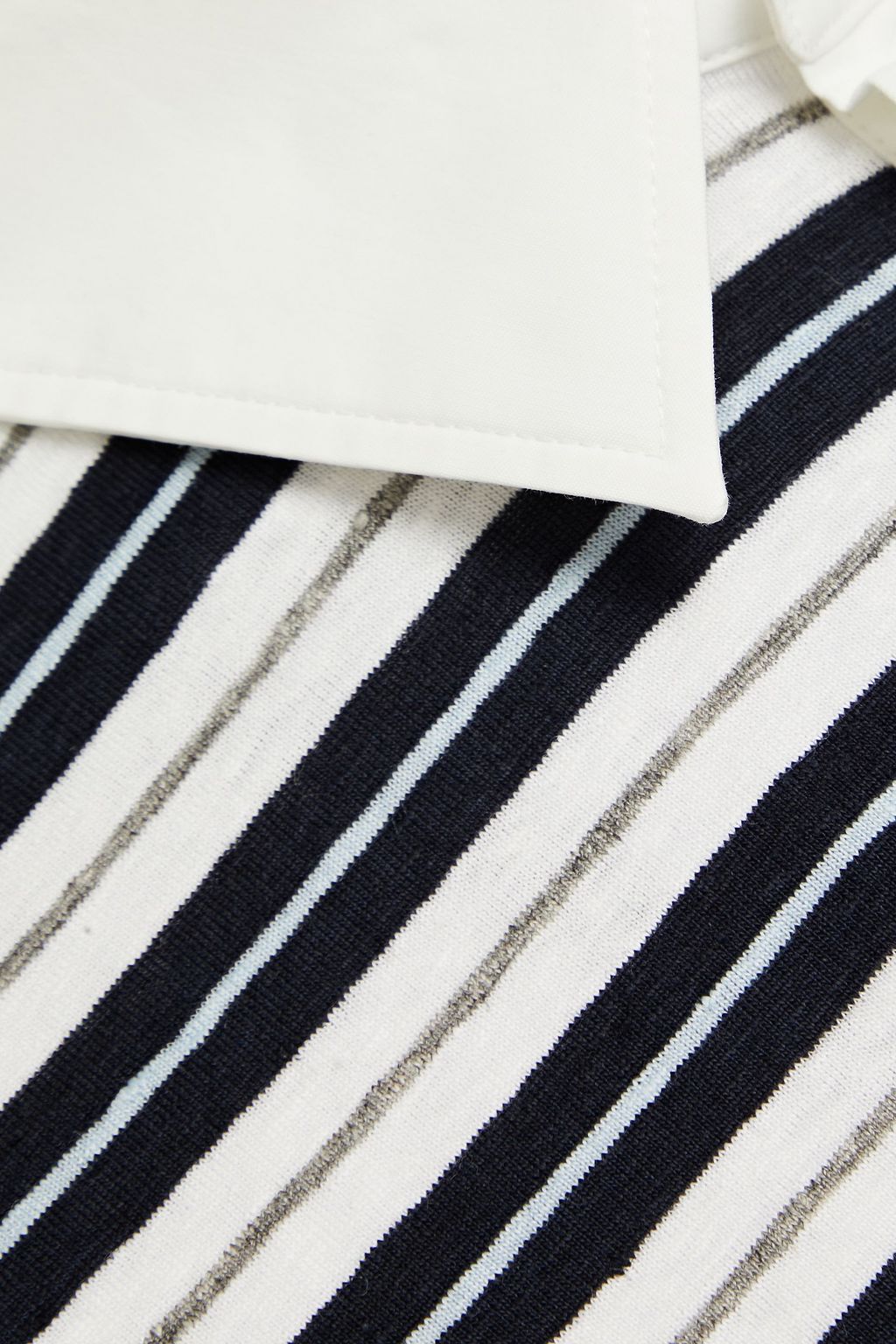 THOM BROWNE Striped linen-blend jersey polo shirt