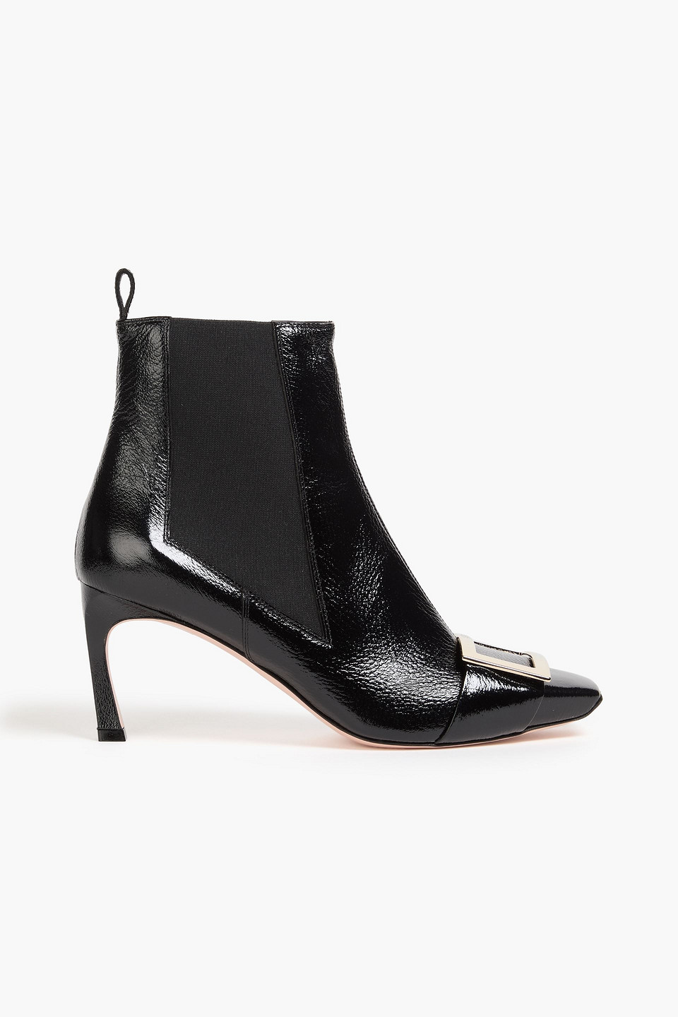 Roger Vivier Buckle-embellished Textured-leather Chelsea Boots In Schwarz