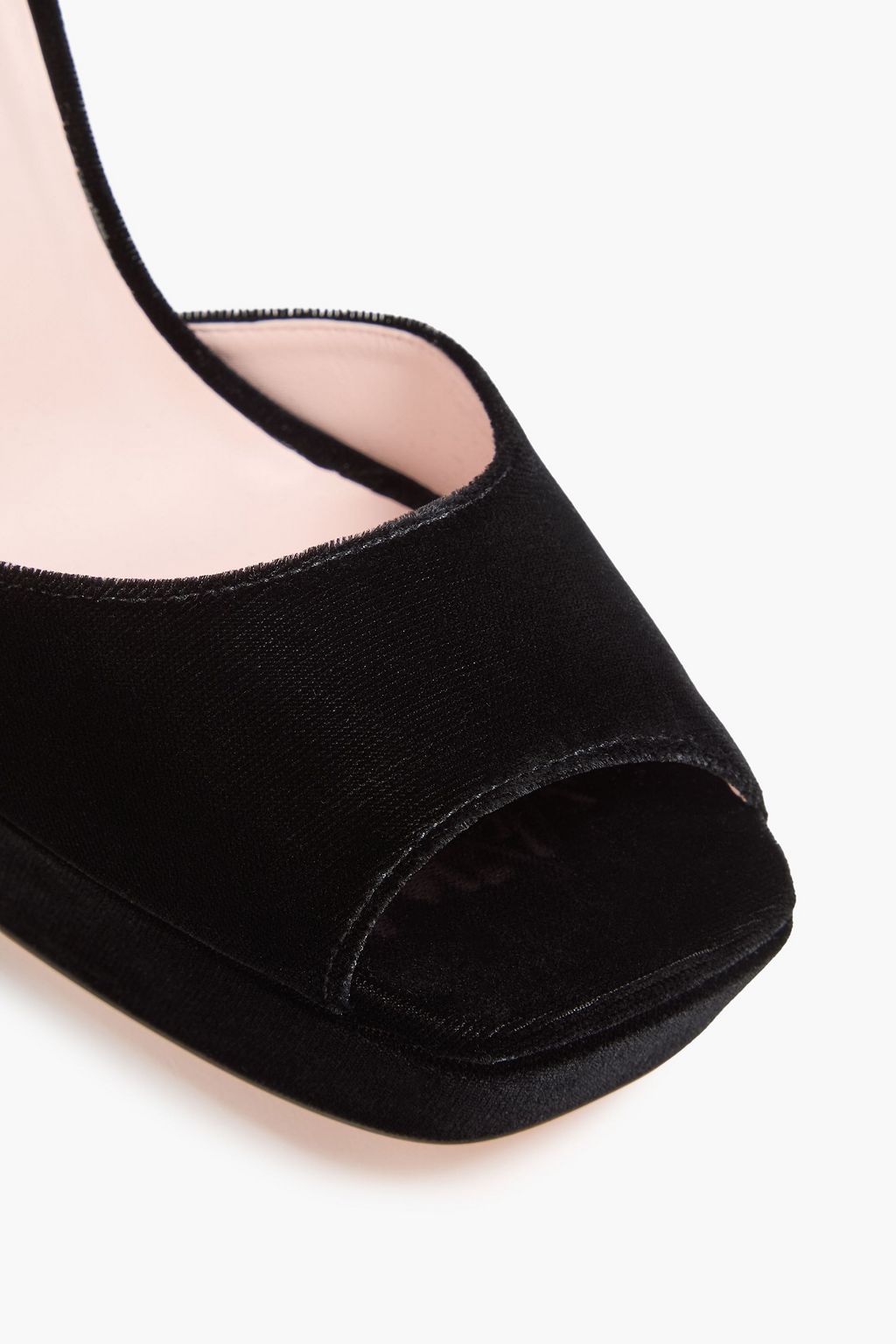 ROGER VIVIER صندل بنعل سميكة من المخمل ومزين بالكريستال