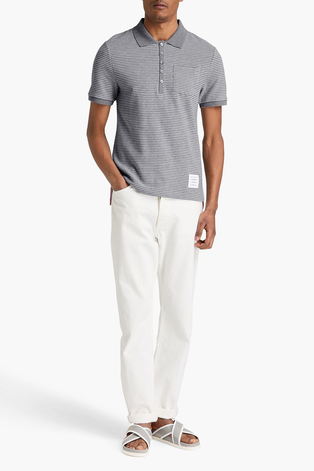 THOM BROWNE Cotton-piqué polo shirt