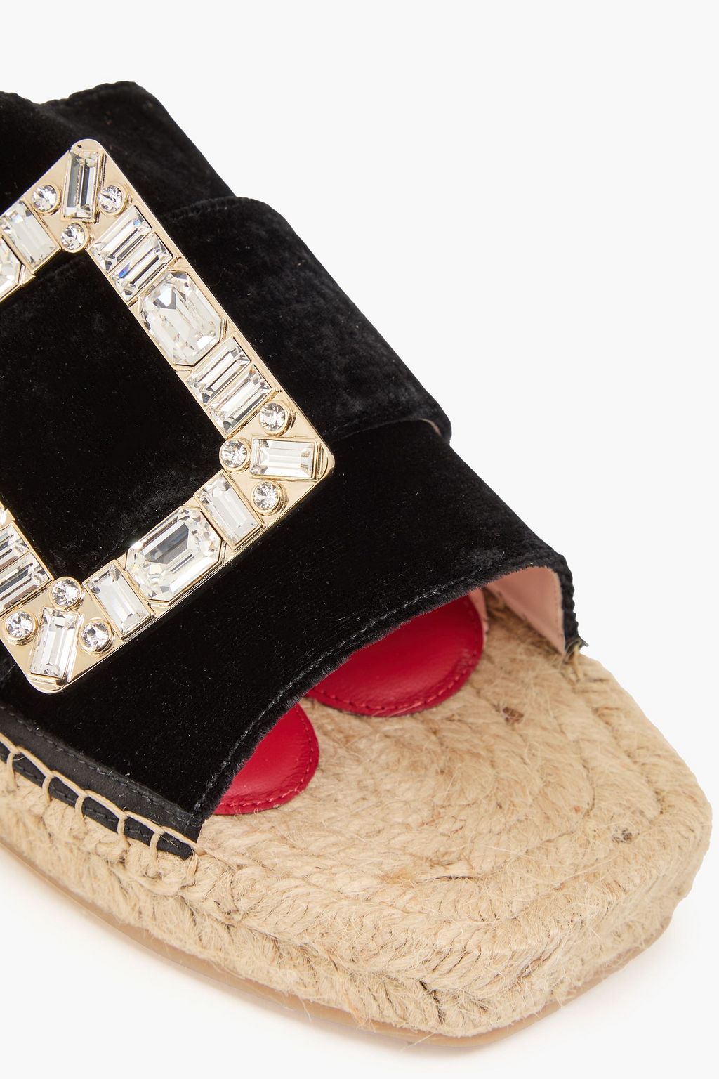 ROGER VIVIER حذاء إسبادريل من المخمل مزركشة ومزودة بإبزيم