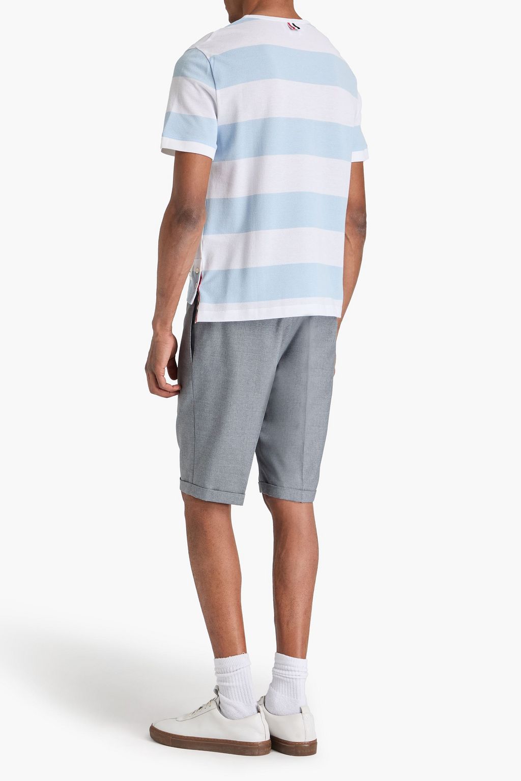 THOM BROWNE Striped cotton-piqué T-shirt