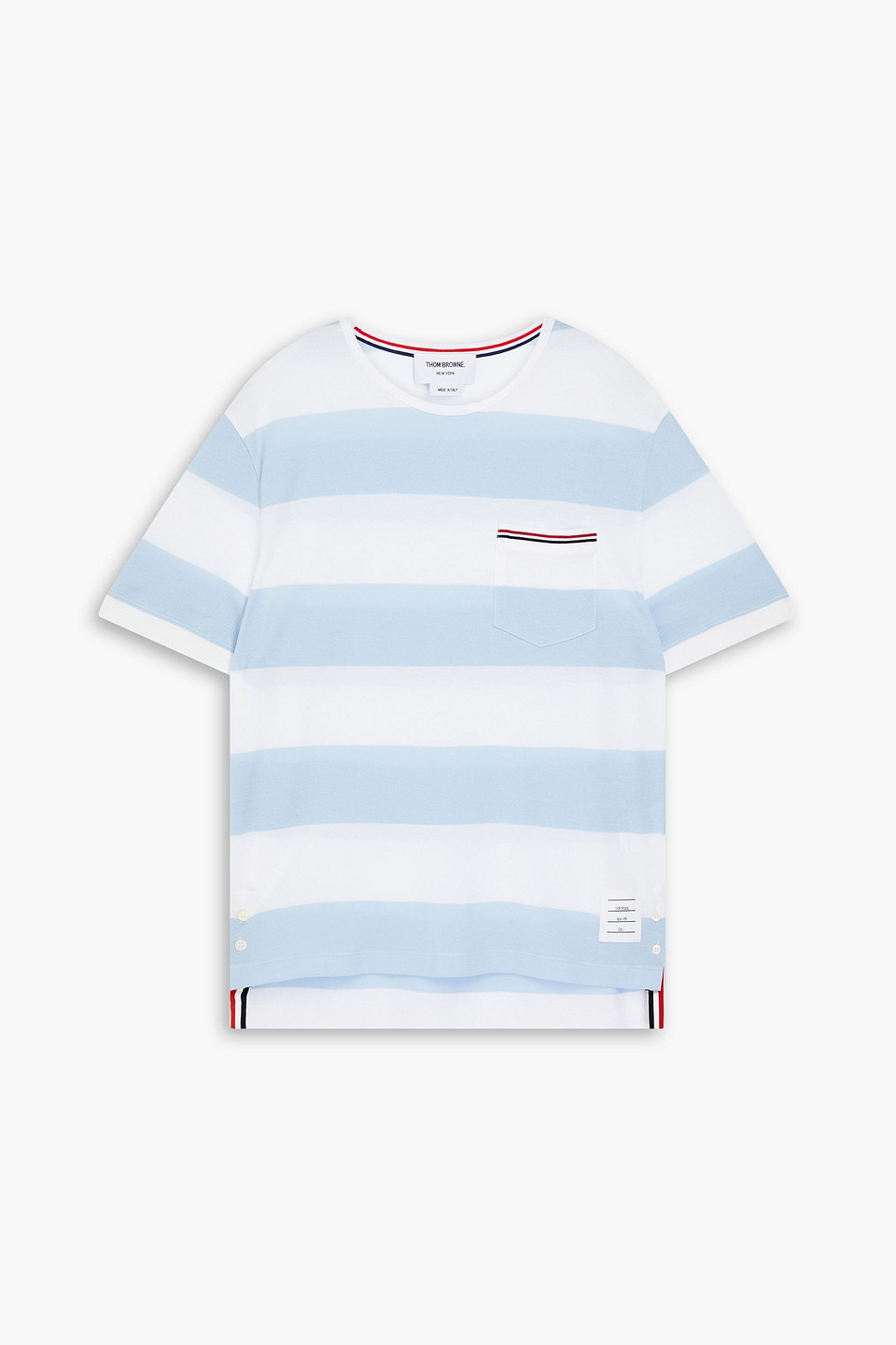 Thom Browne - Striped cotton-piqué T-shirt - Blue - 1
