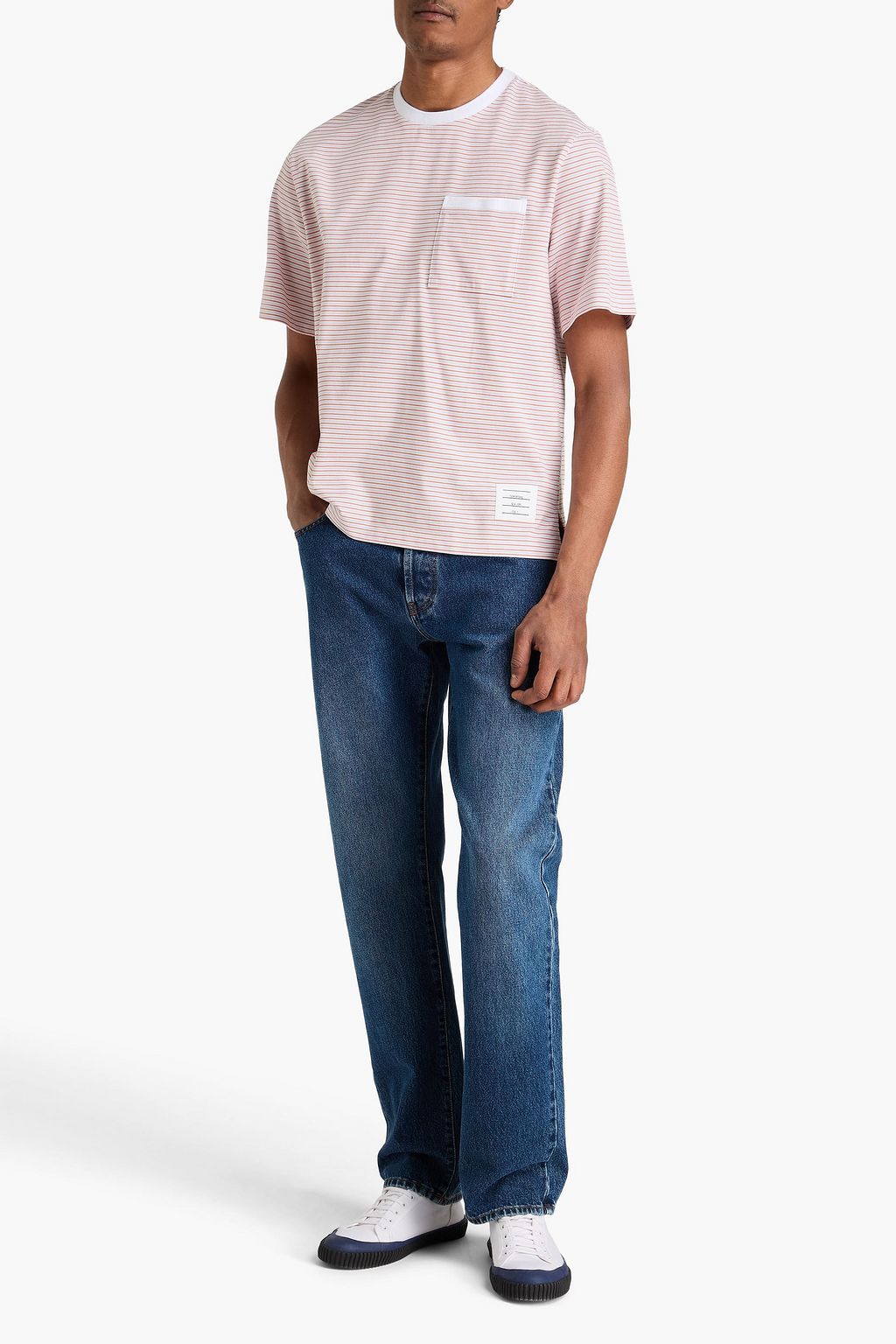 THOM BROWNE Striped cotton-poplin shirt