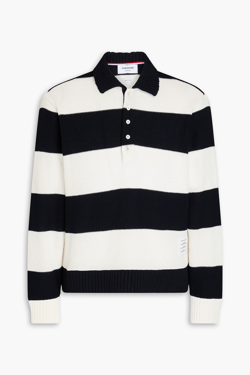 Striped cotton polo sweater
