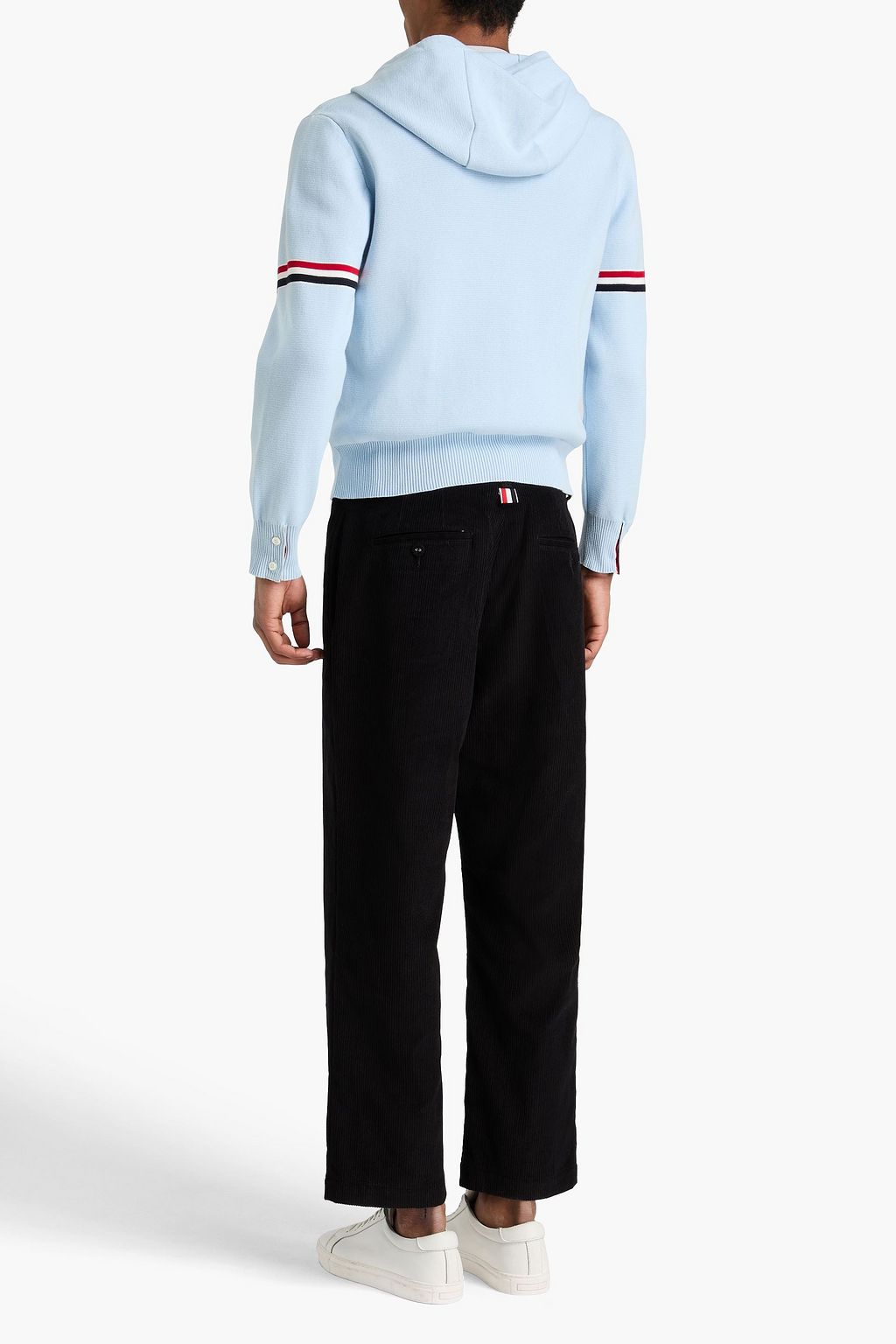 THOM BROWNE Striped cotton zip-up hoodie