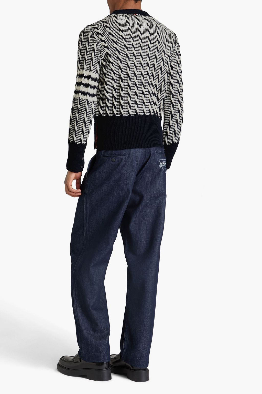 THOM BROWNE كارديغان من مزيج الموهير والصوف بحبكة مجدولة