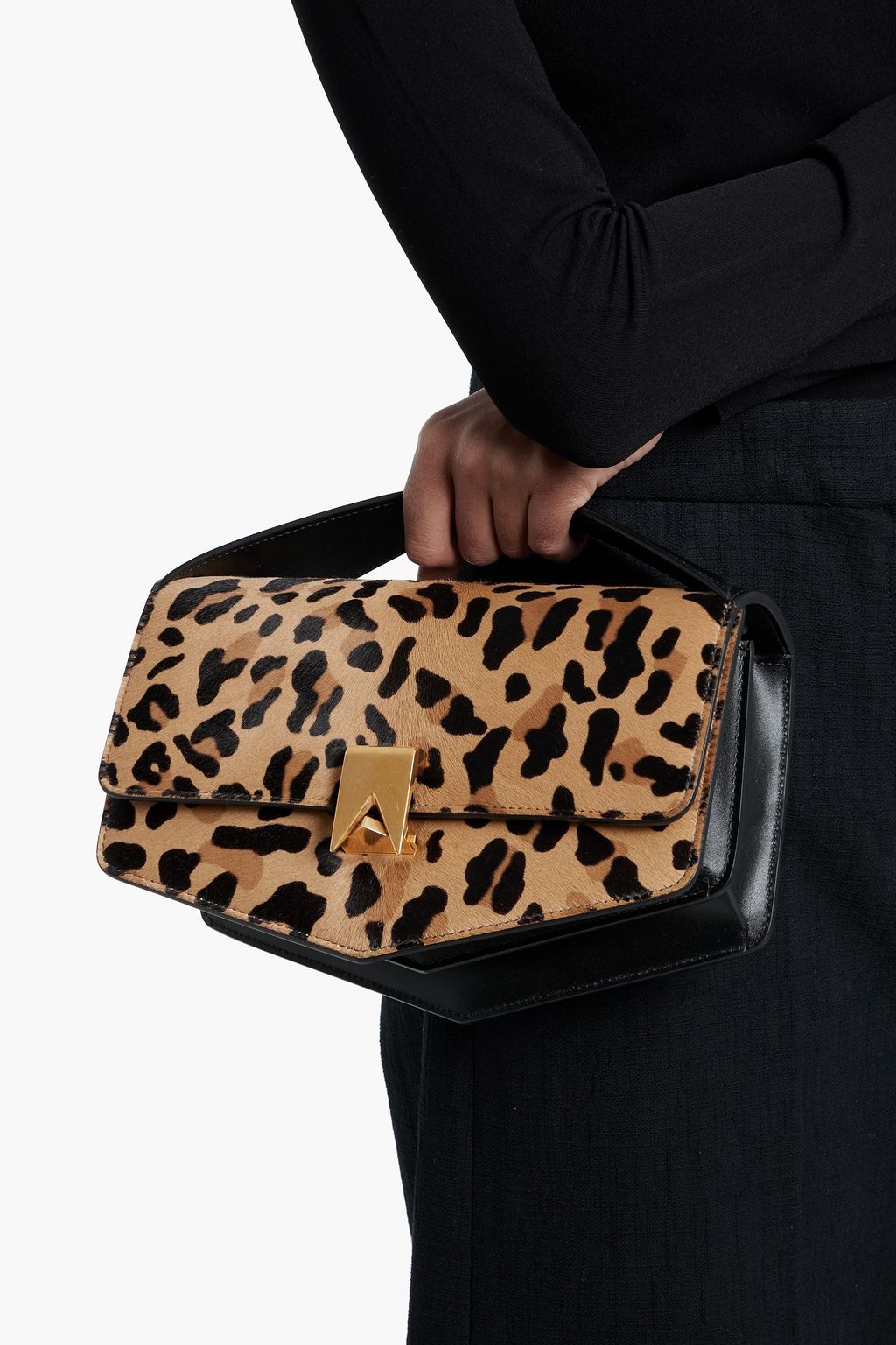 ALAÏA Le Papa leopard-print calf hair and leather shoulder bag