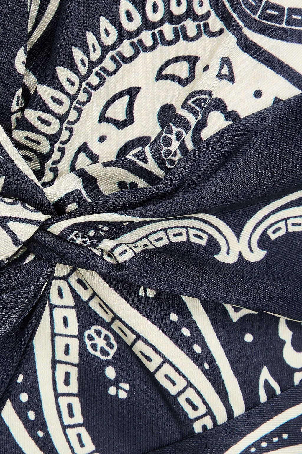 SANDRO Twisted paisley-print twill midi dress