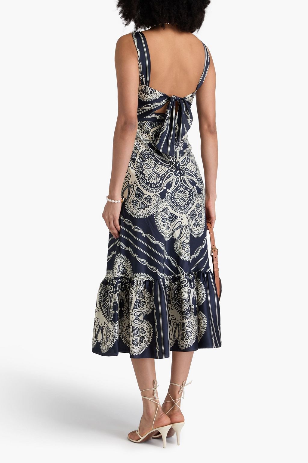 SANDRO Twisted paisley-print twill midi dress