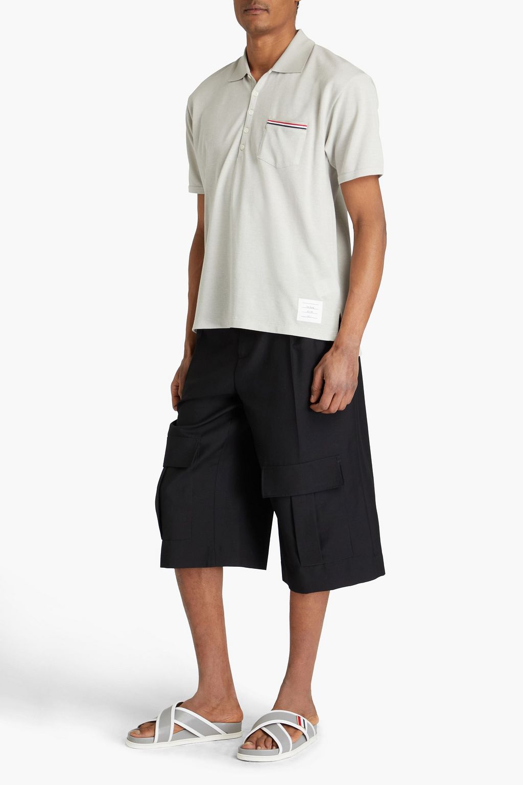 THOM BROWNE Cotton-piqué polo shirt