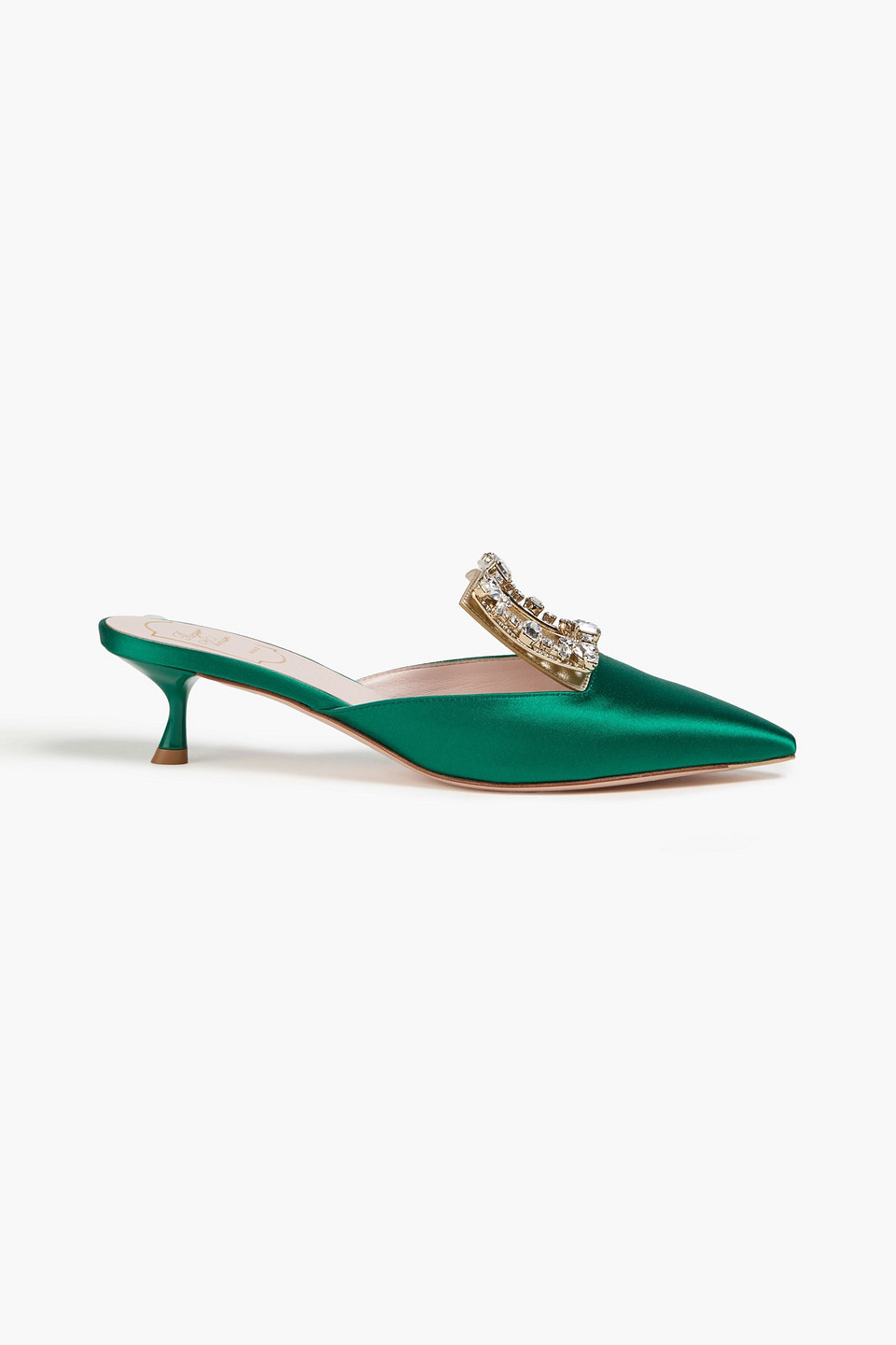 Roger Vivier Mules Aus Satin Mit Kristallverzierung In Smaragdgrün