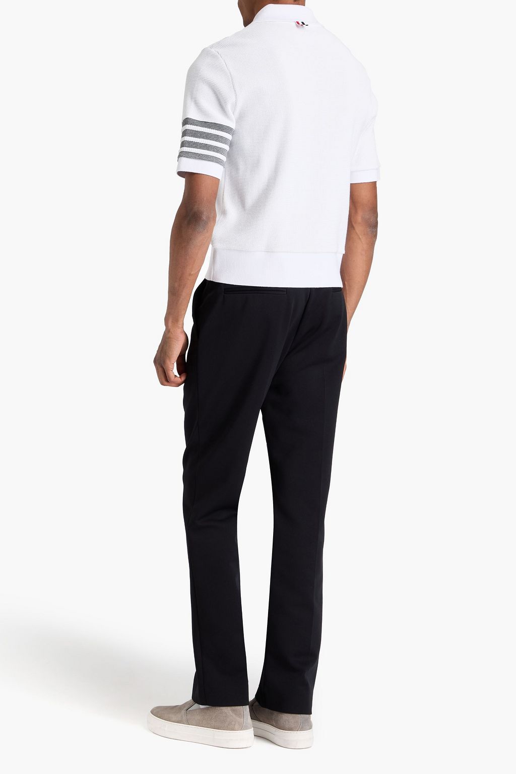 THOM BROWNE Striped cotton-piqué polo shirt