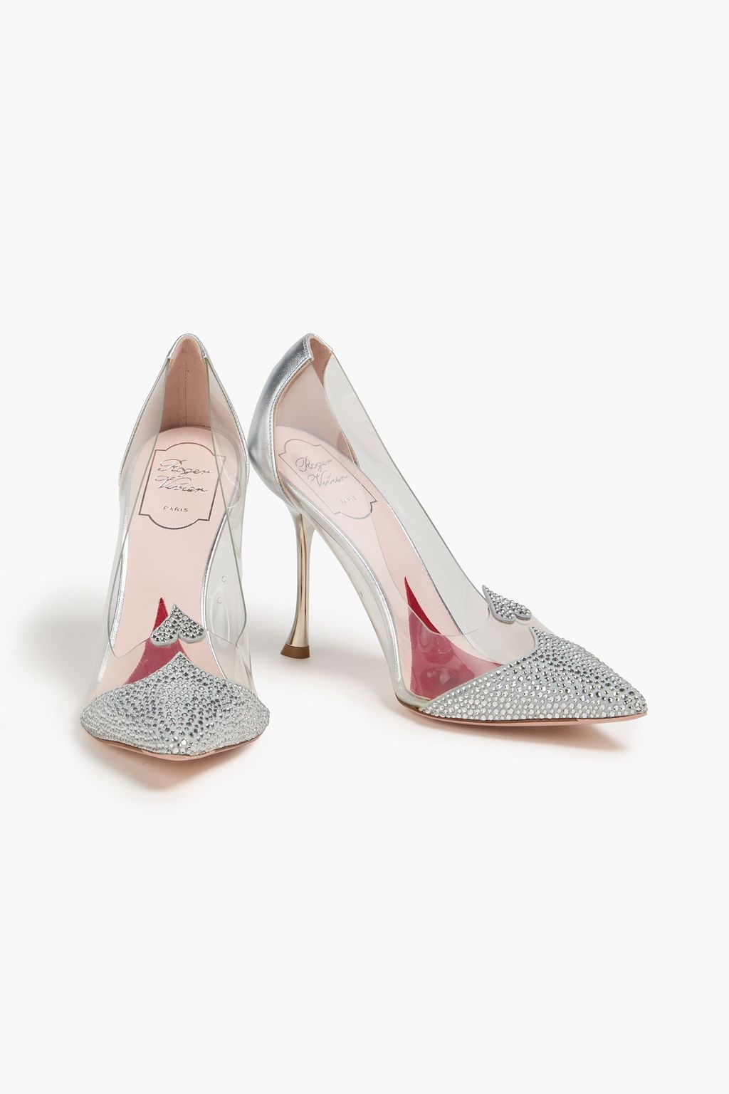 ROGER VIVIER 장식 디테일 메탈릭 가죽 TPU 스웨이드 펌프스