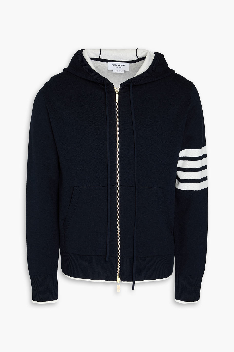 Striped jacquard-knit cotton-blend zip-up hoodie