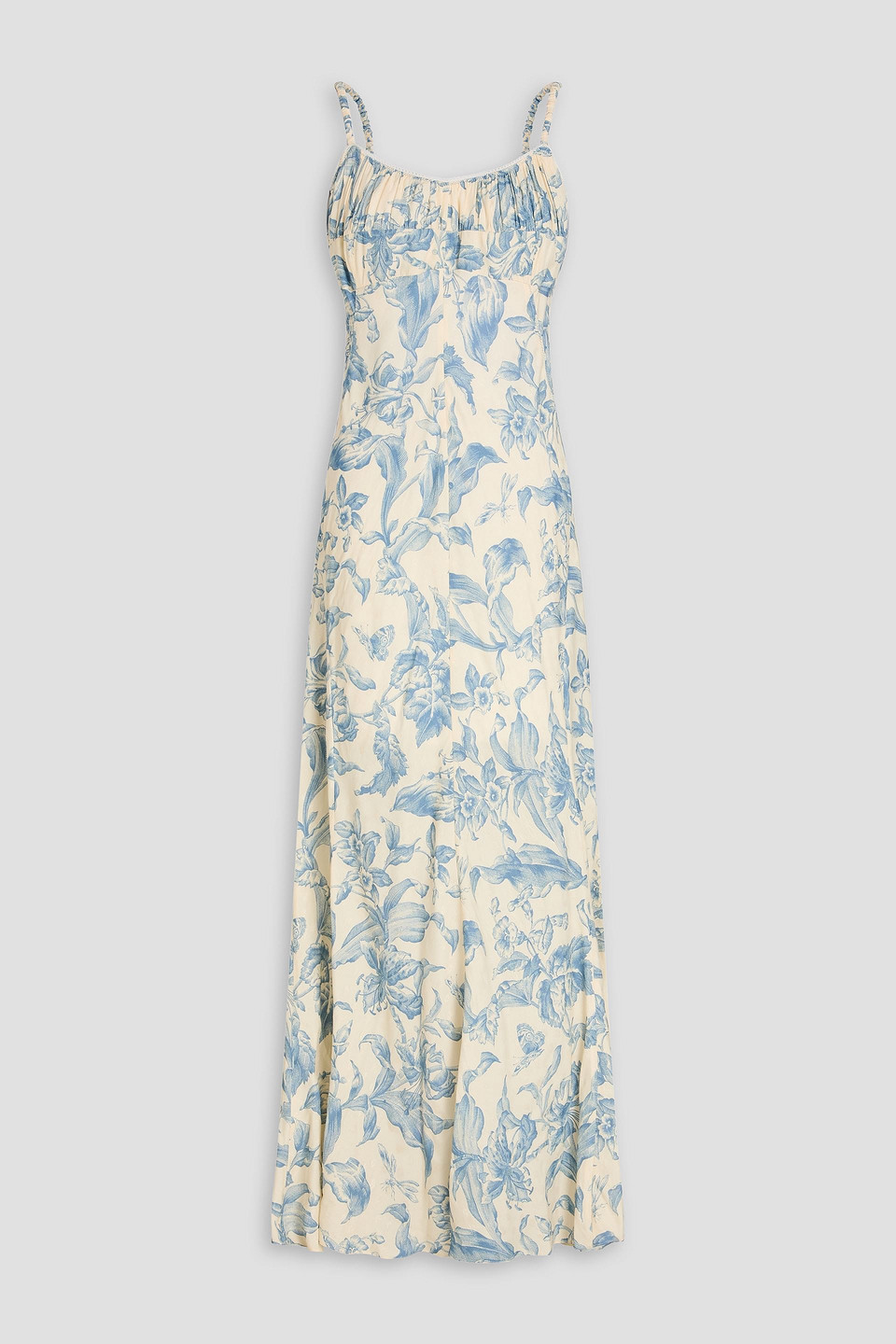 Sandro Lace-up Floral-jacquard Maxi Dress In Creme