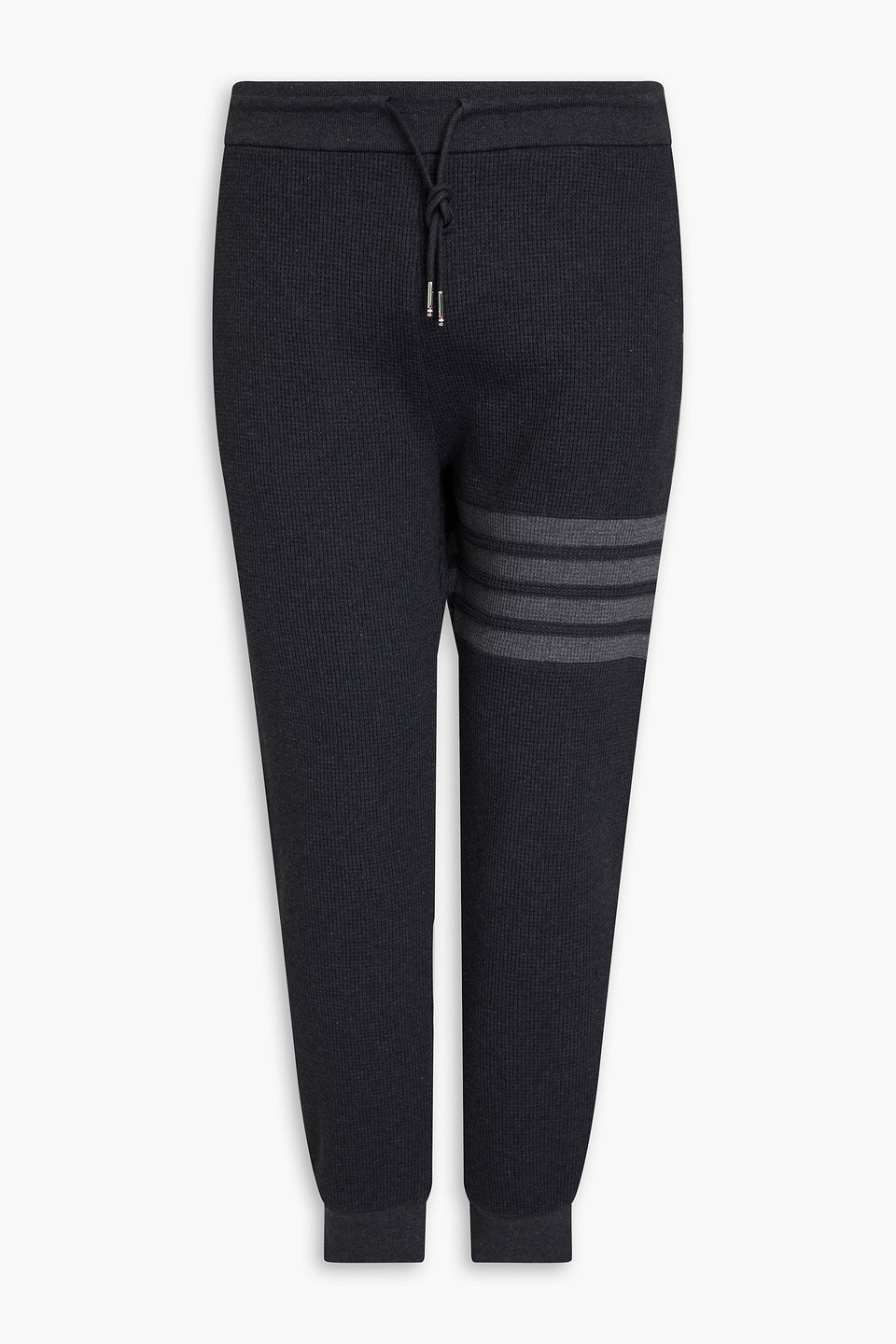 Thom Browne - Striped waffle-knit cotton sweatpants - Gray - 5