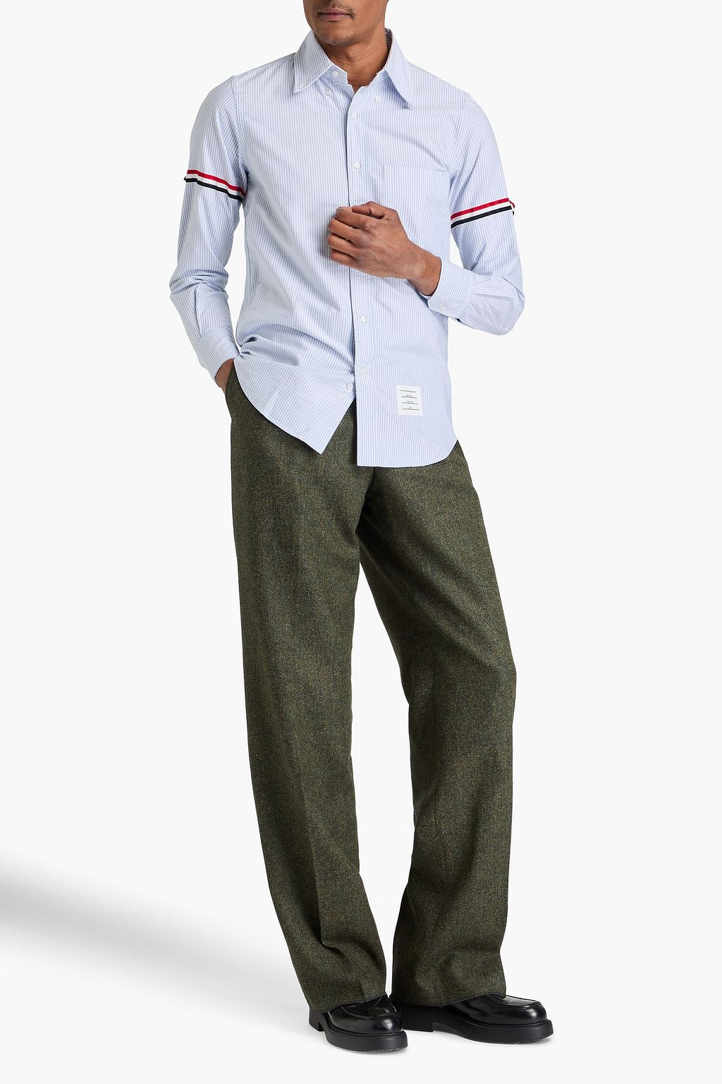 THOM BROWNE Gestreiftes Hemd aus Baumwoll-Oxford
