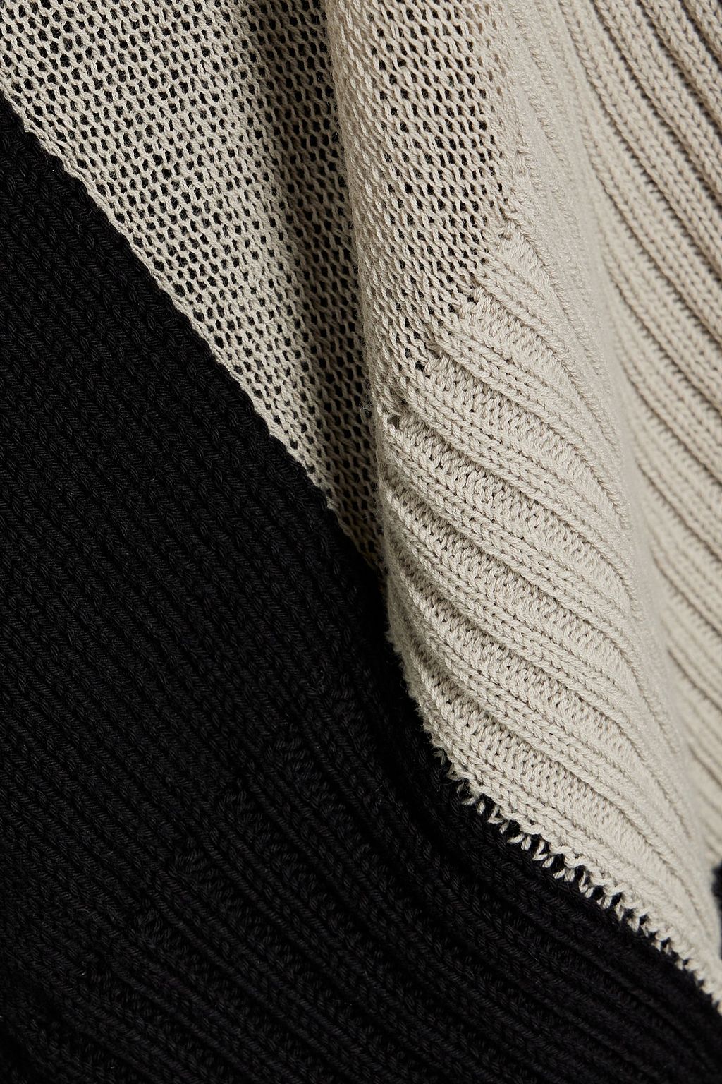 RICK OWENS Draped two-tone cotton cardigan