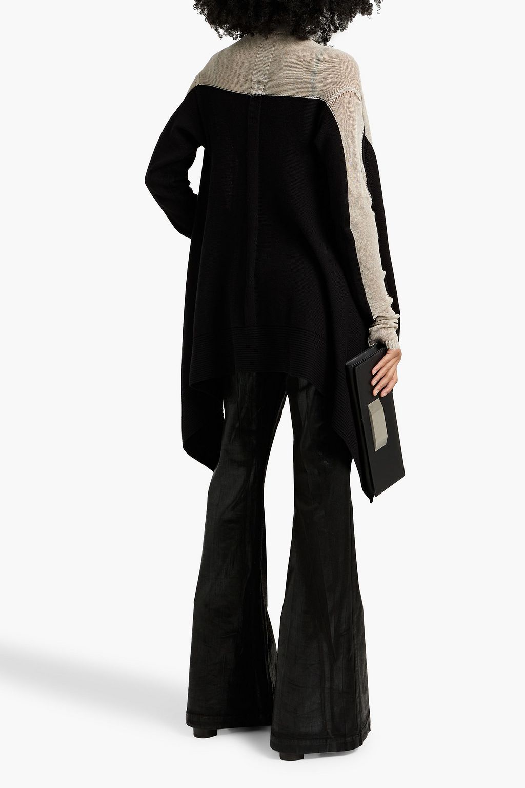 RICK OWENS Draped two-tone cotton cardigan