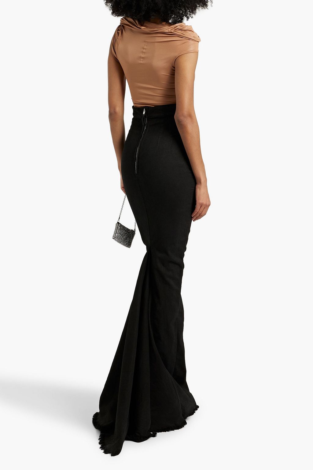 RICK OWENS LILIES Sienna one-shoulder cropped satin-jersey top
