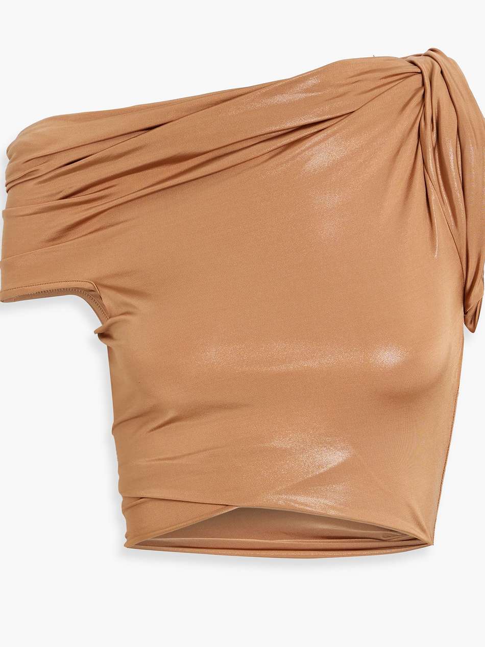sienna one-shoulder cropped satin-jersey top