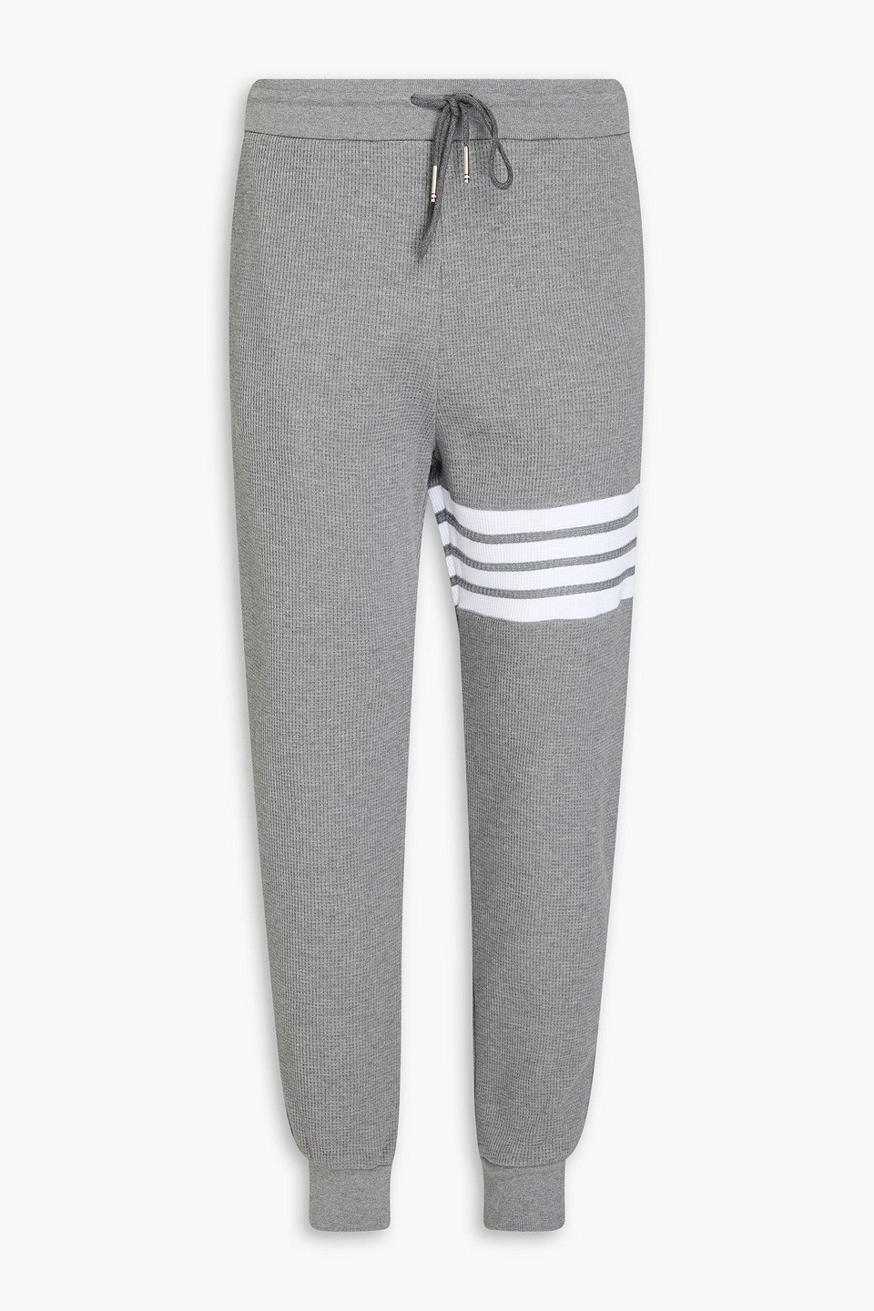 Thom Browne - Striped waffle-knit cotton sweatpants - Gray - 4