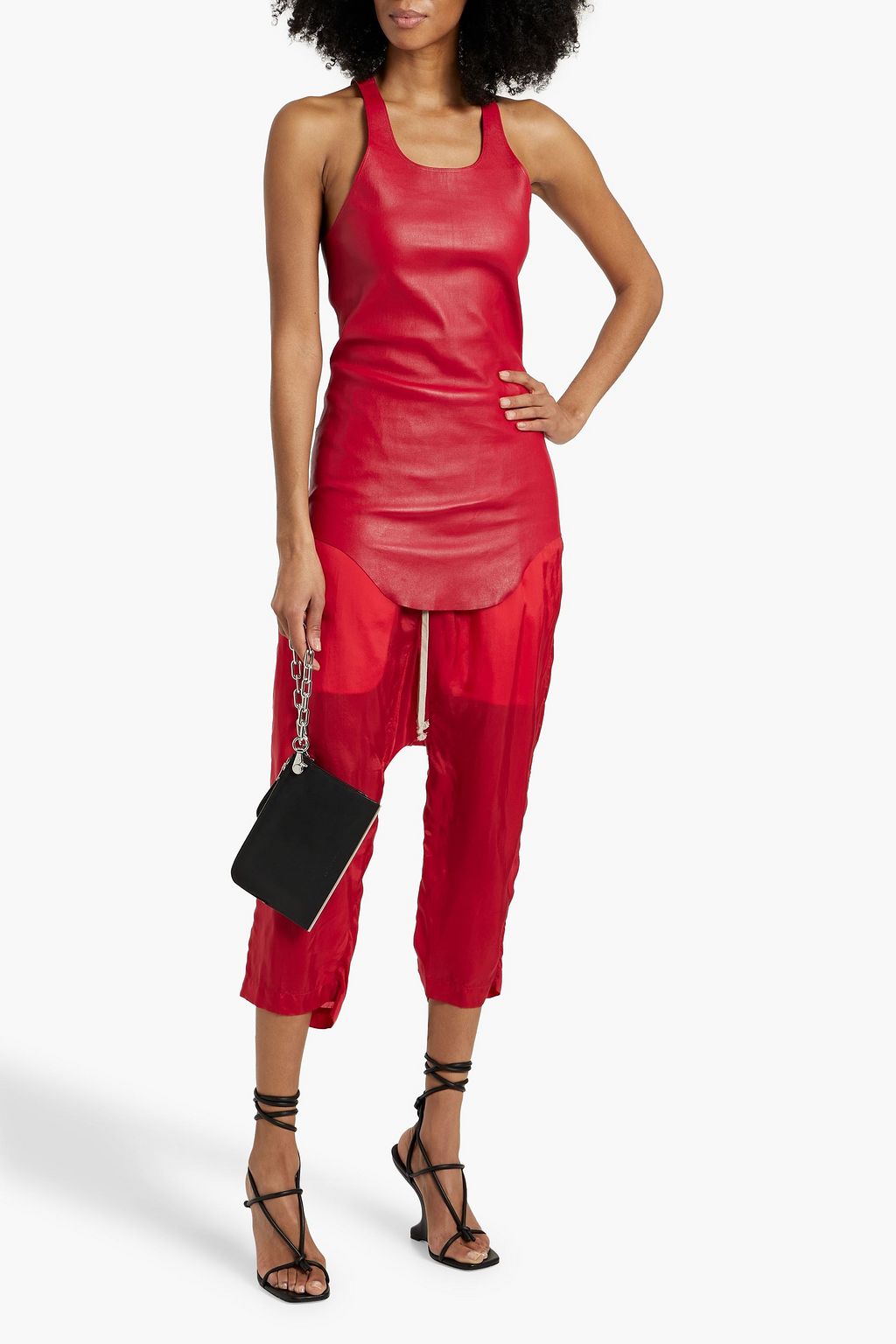 RICK OWENS Leather-blend tank
