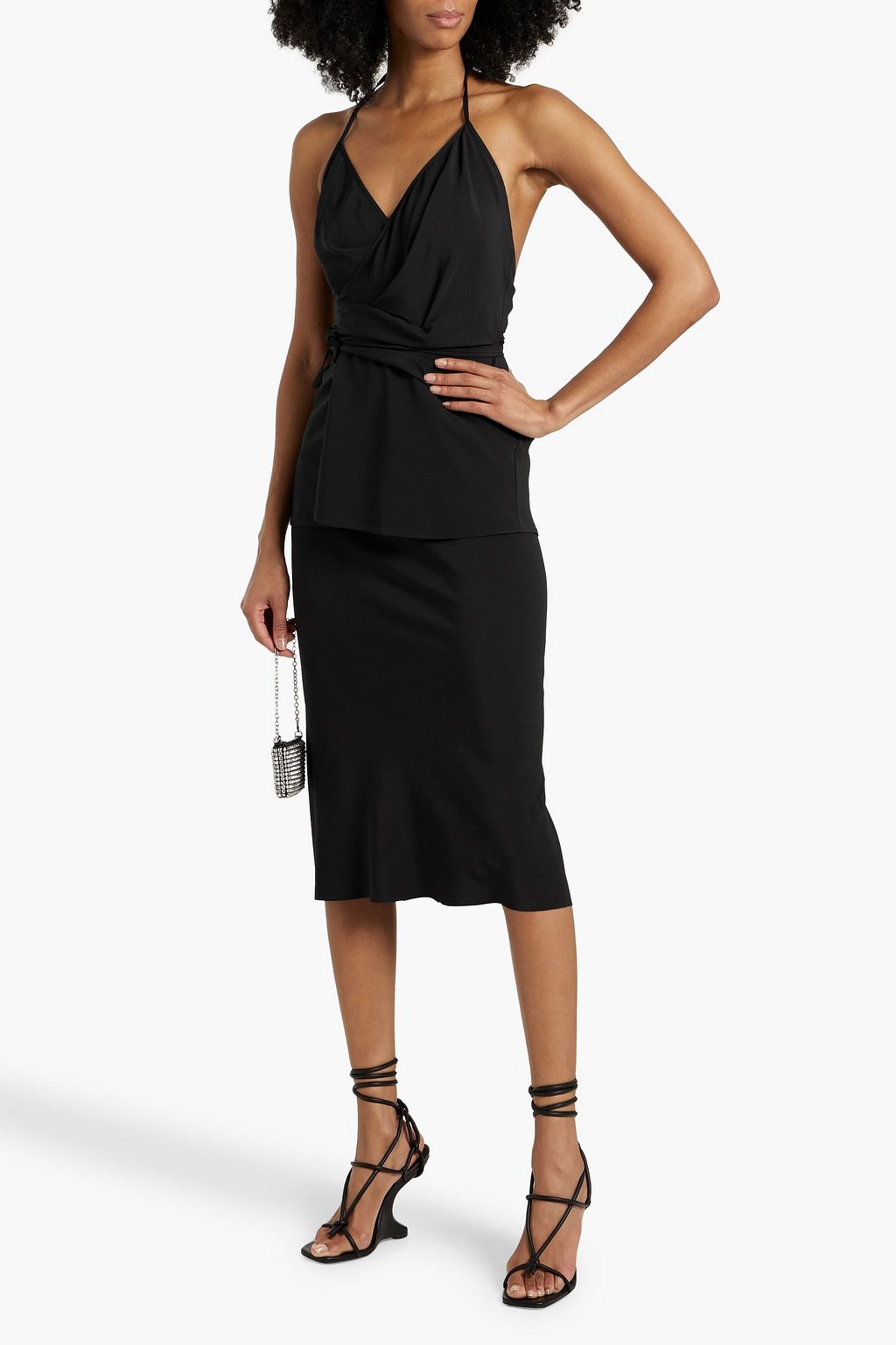 RICK OWENS Laura draped crepe halterneck wrap top