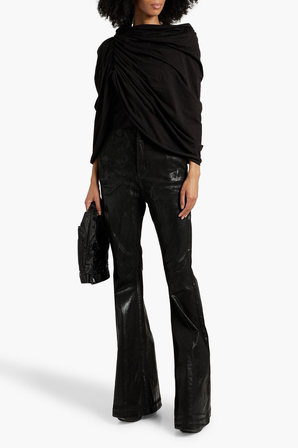 RICK OWENS Nun draped cotton-jersey top