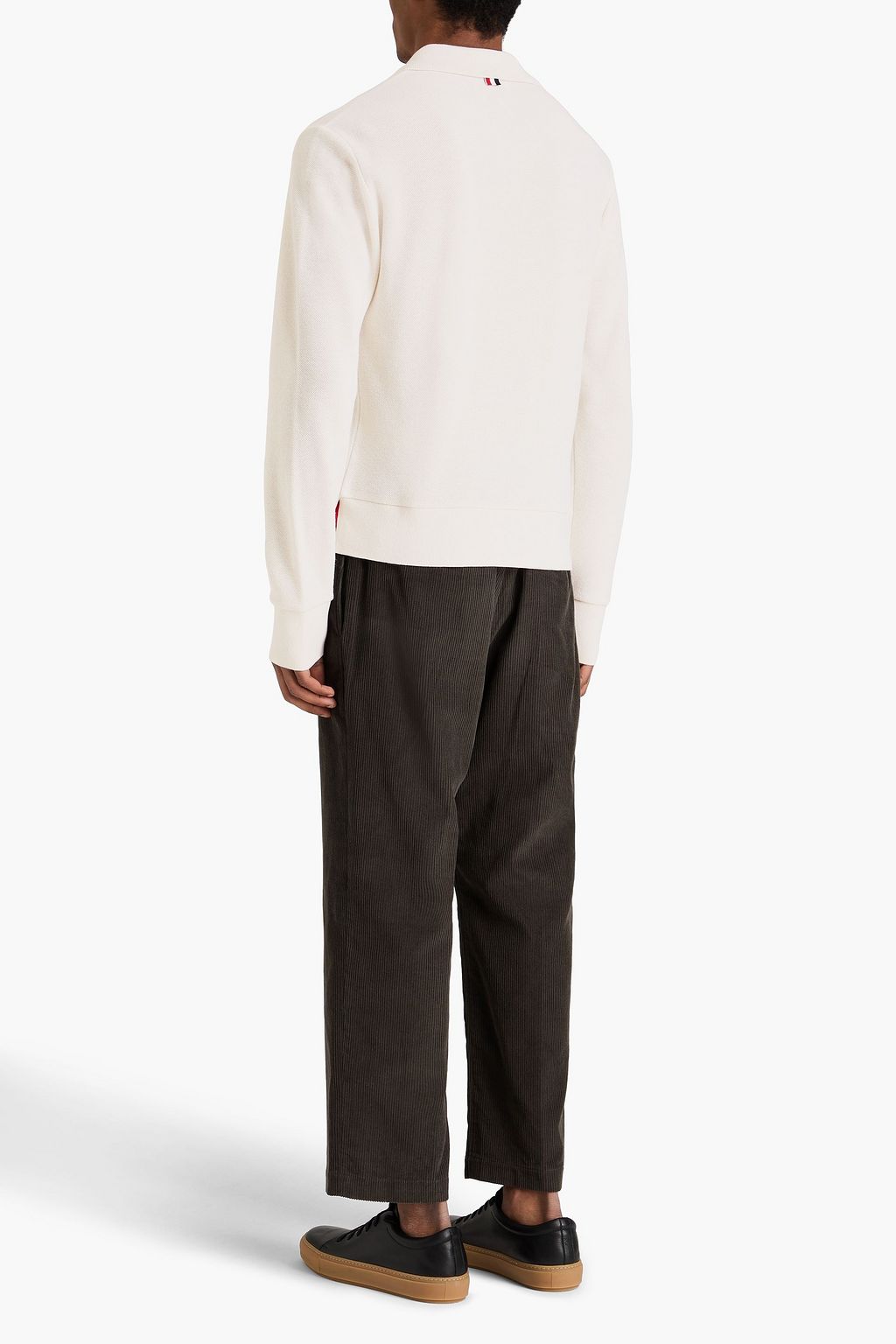 THOM BROWNE 멜란지 캐시미어 폴로 스웨터