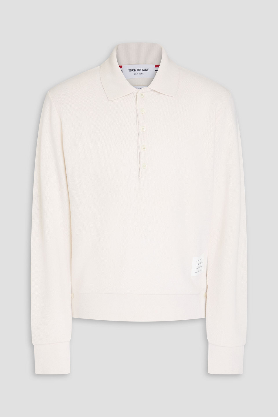 Thom Browne Cashmere Piqué Polo Sweater In White