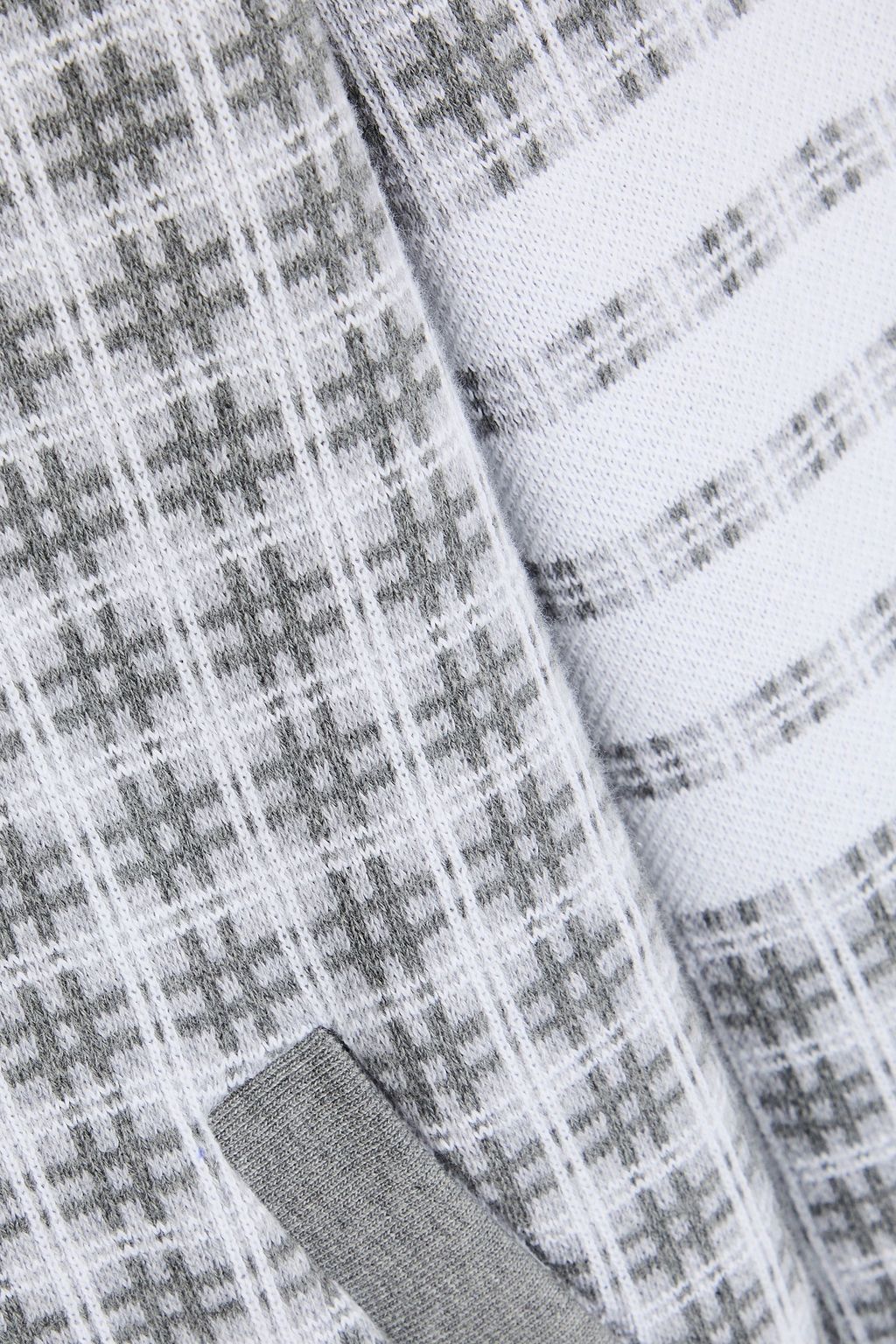 THOM BROWNE Checked jacquard-knit cotton zip-up hoodie