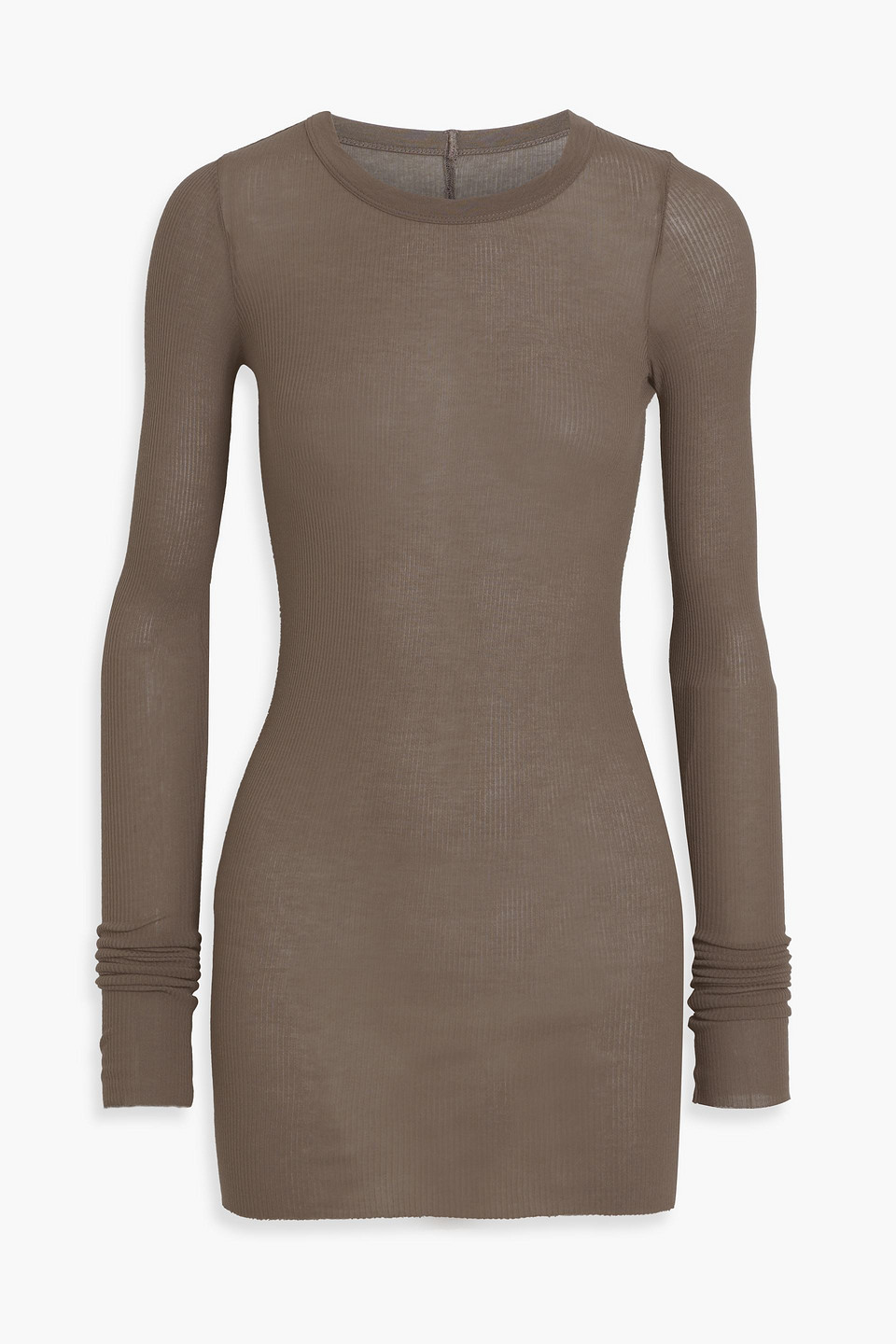 Rick Owens Ribbed Jersey Top In Taupe