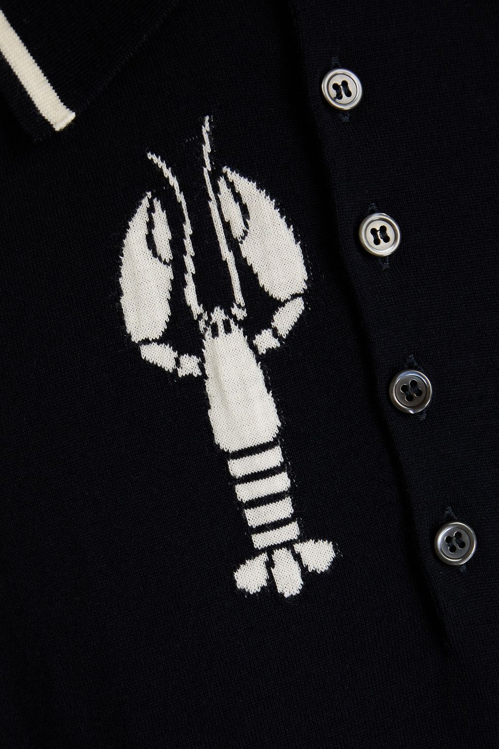 THOM BROWNE كنزة رياضية بولو من الصوف بحبكة إنتارسيا